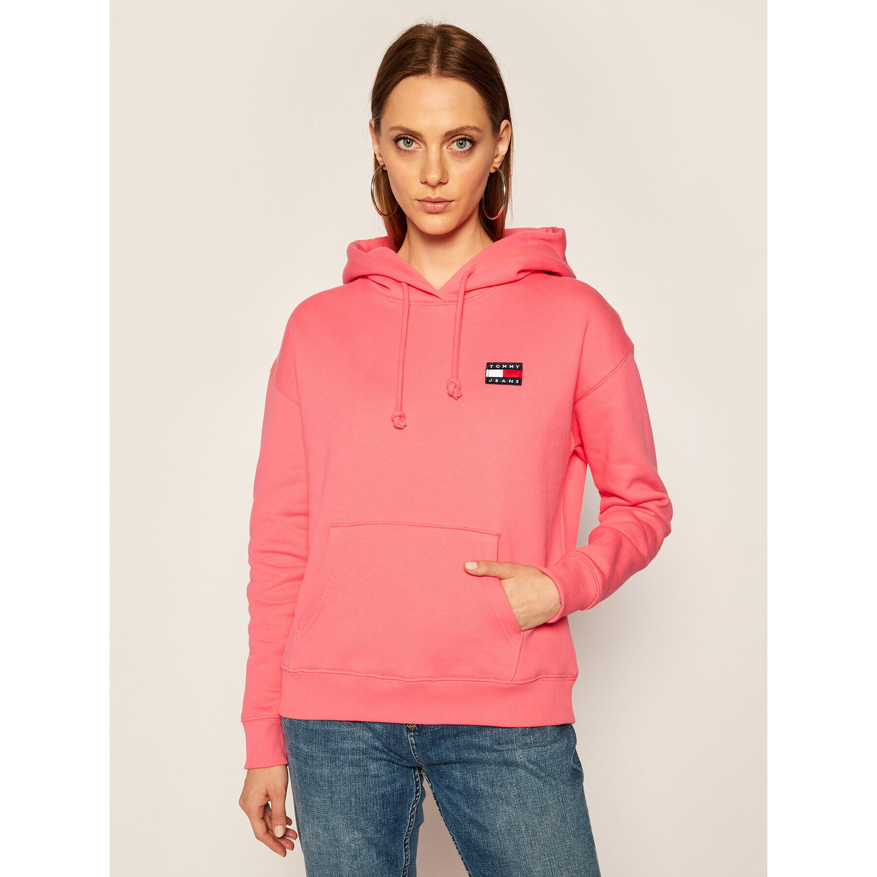 Tommy Jeans Mikina Tjw Badge Hoodie DW0DW07787 Růžová Regular Fit - Pepit.cz