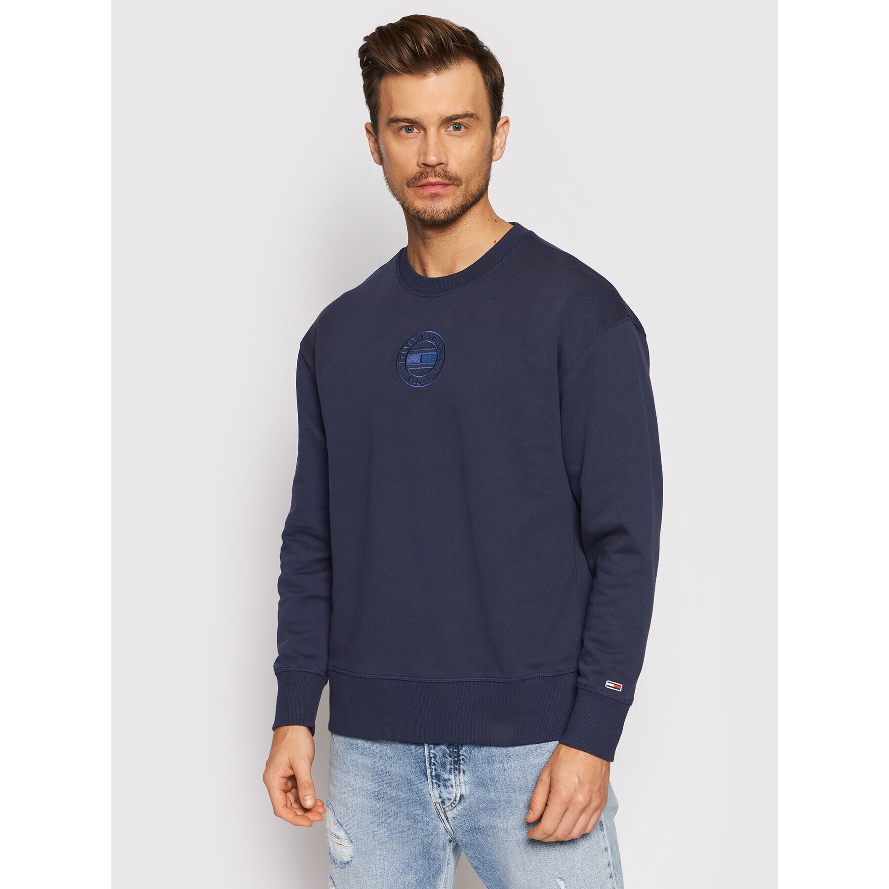 Tommy Jeans Mikina Tonal Circular Graphic Crew DM0DM11634 Tmavomodrá Relaxed Fit - Pepit.cz