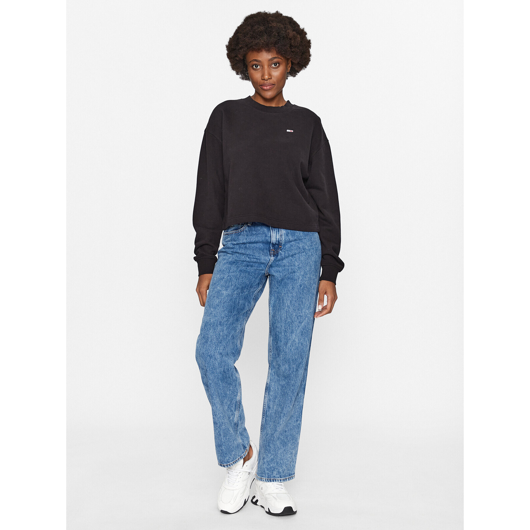 Tommy Jeans Mikina Tonal DW0DW16402 Černá Cropped Fit - Pepit.cz