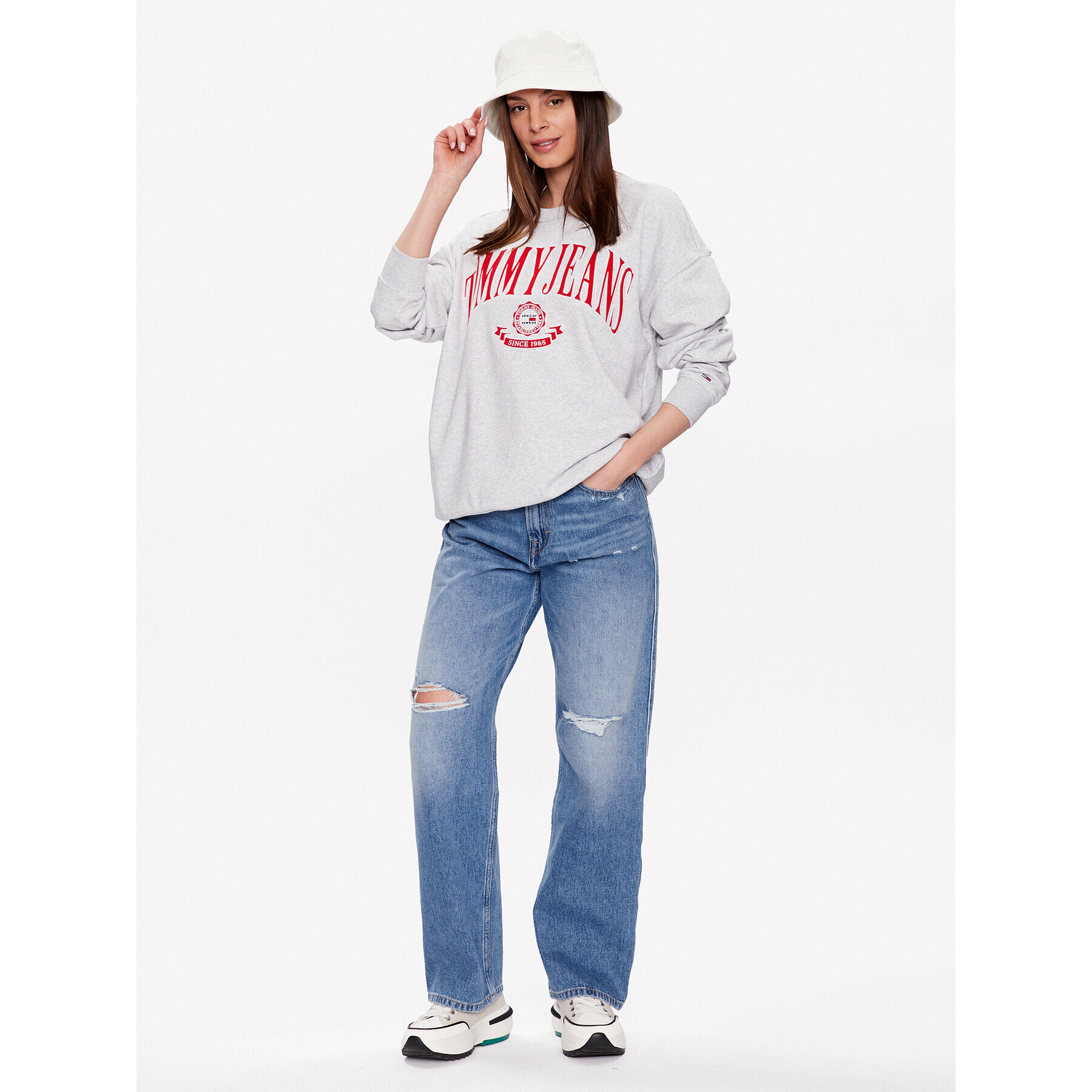 Tommy Jeans Mikina Varsity DW0DW15419 Šedá Oversize - Pepit.cz