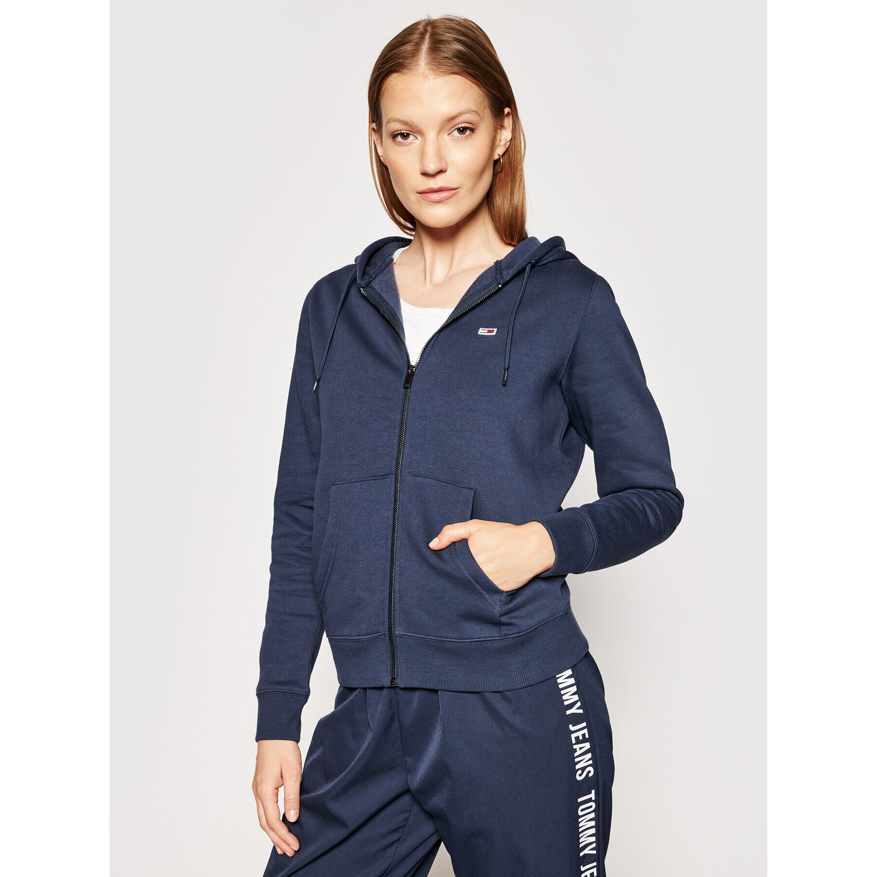 Tommy Jeans Mikina Zip Through DW0DW10135 Tmavomodrá Regular Fit - Pepit.cz