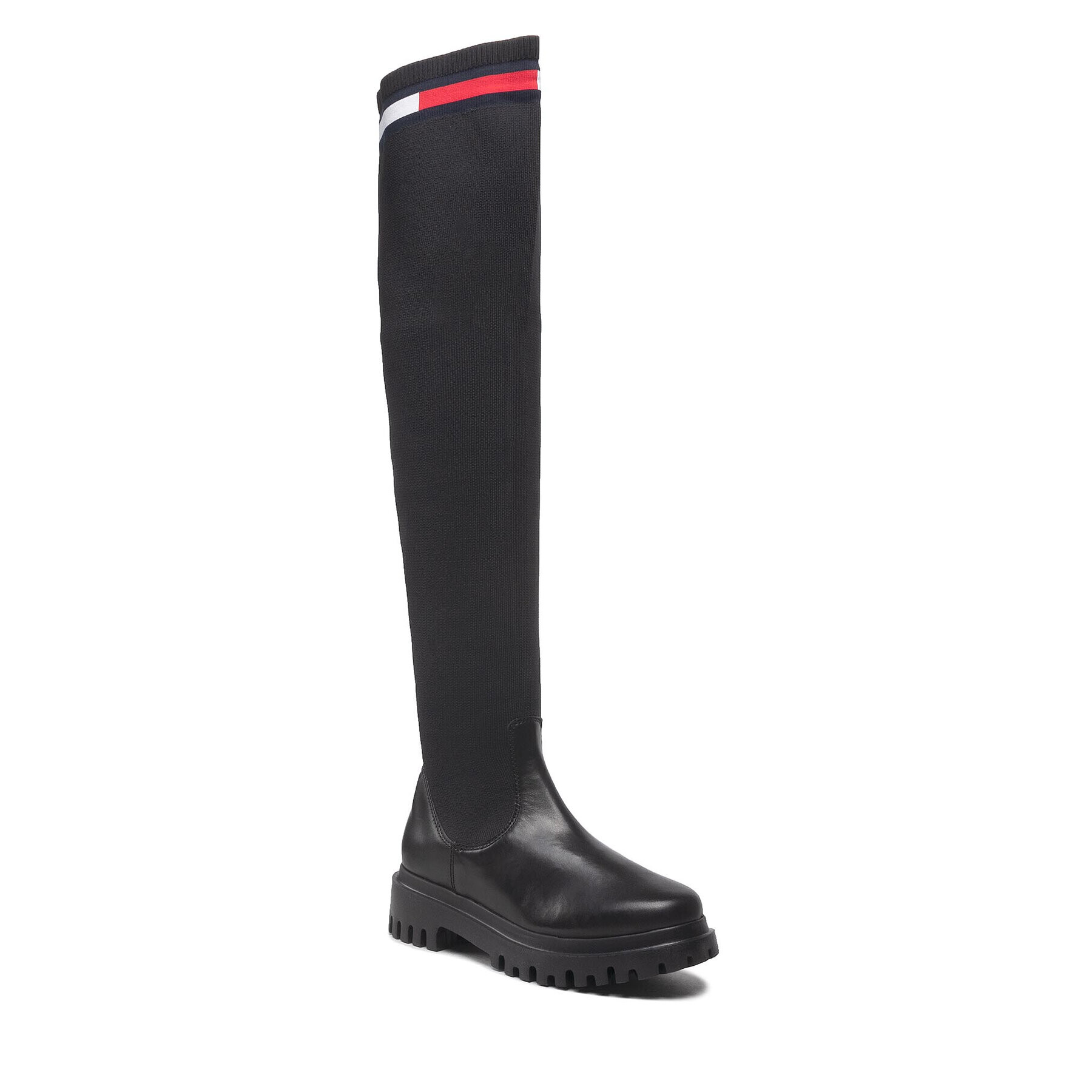 Tommy Jeans Mušketýrky Knit Overknee Boot EN0EN01830 Černá - Pepit.cz