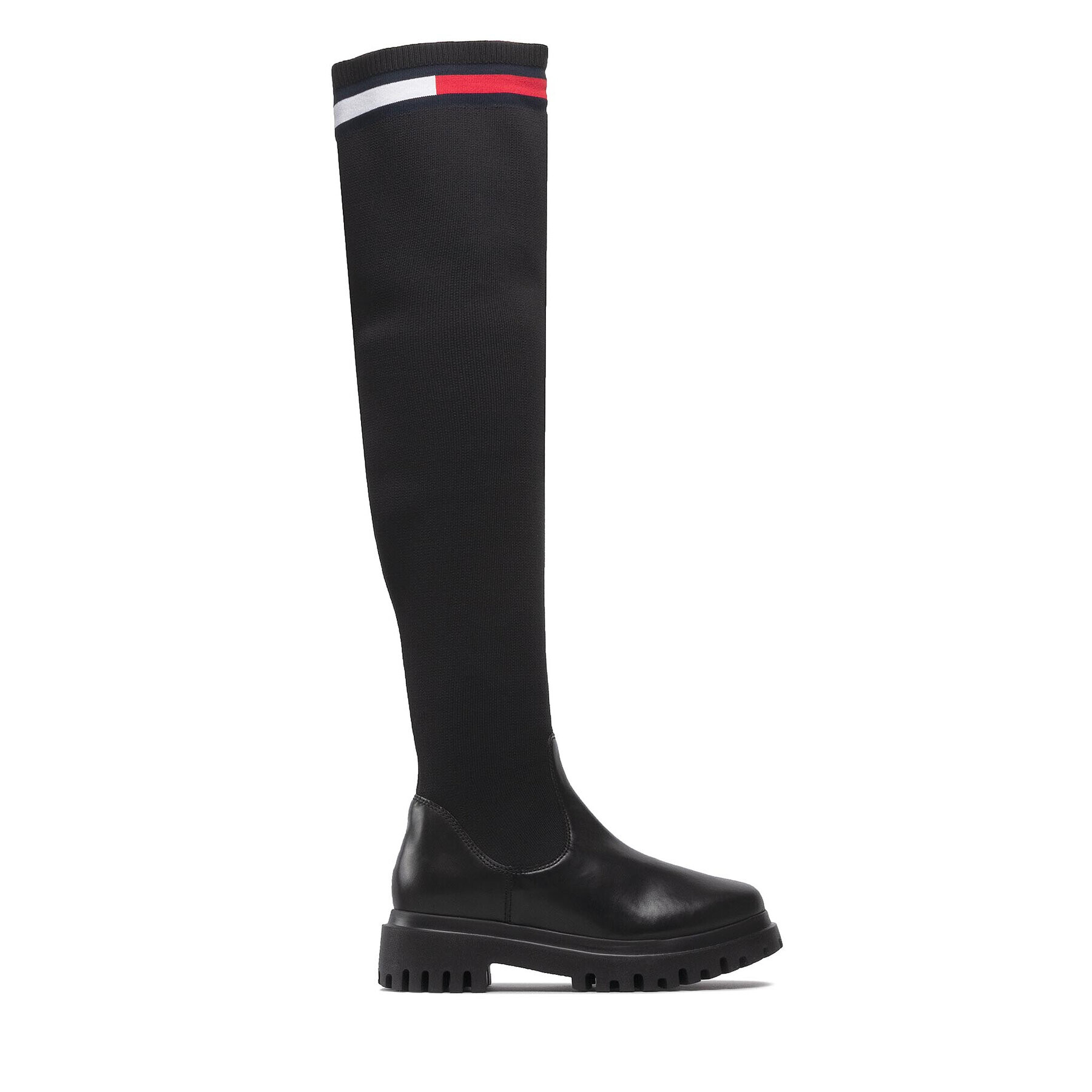 Tommy Jeans Mušketýrky Knit Overknee Boot EN0EN01830 Černá - Pepit.cz