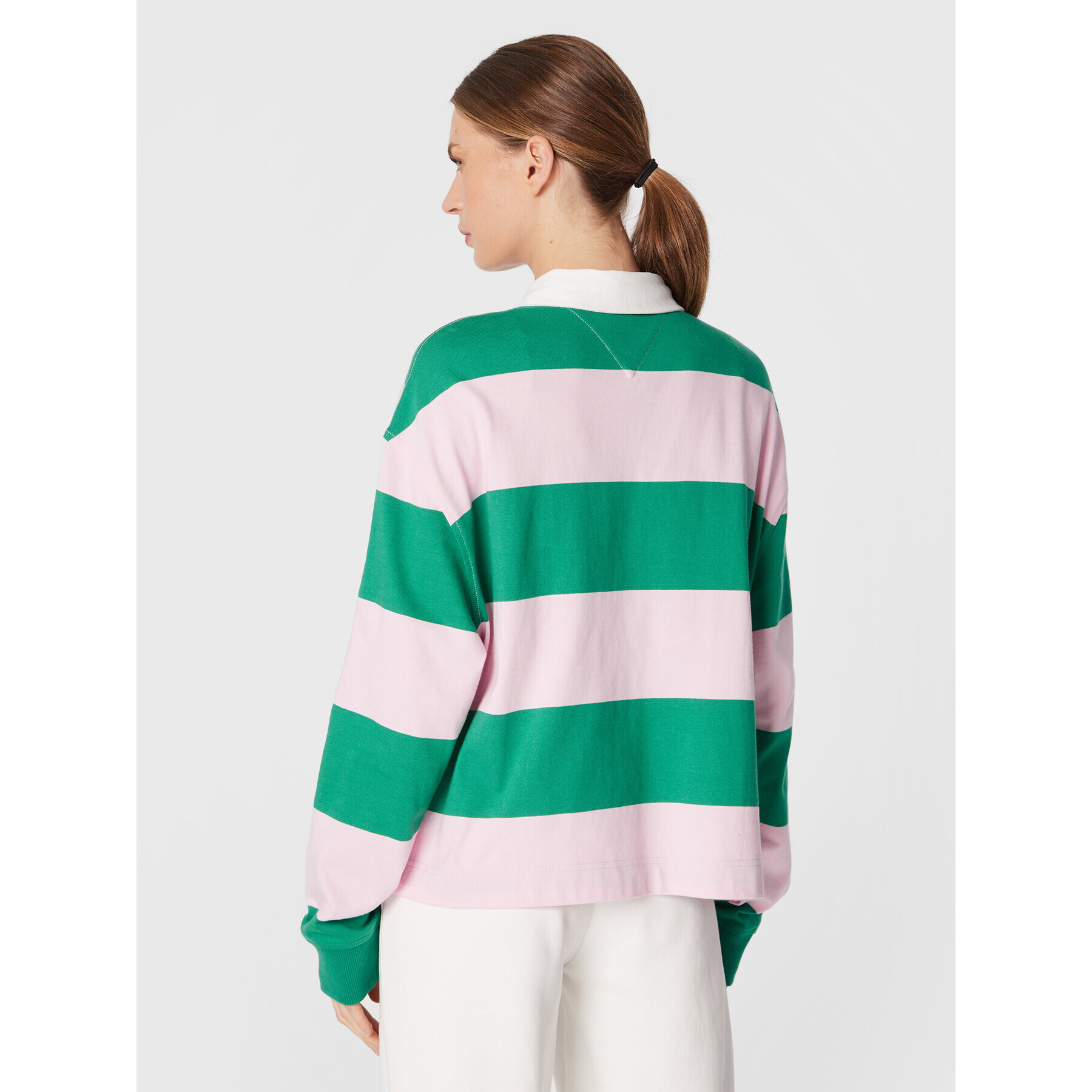 Tommy Jeans Polokošile Stripes Authtic DW0DW14519 Zelená Oversize - Pepit.cz