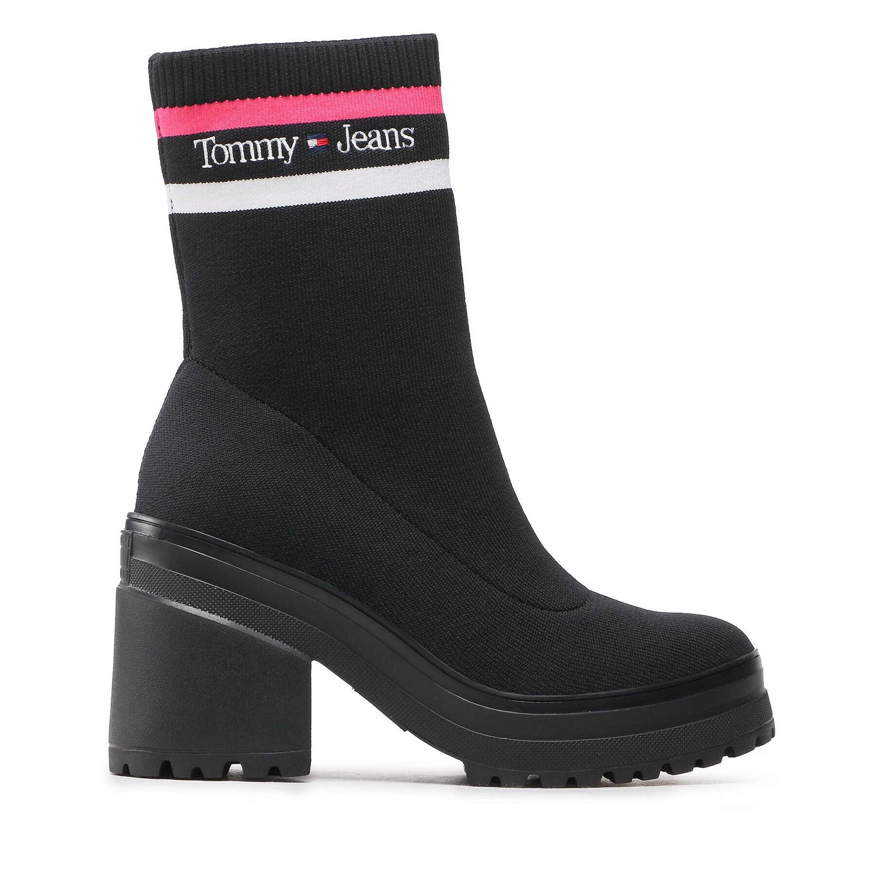 Tommy Jeans Polokozačky Knitted Boot EN0EN02061 Černá - Pepit.cz