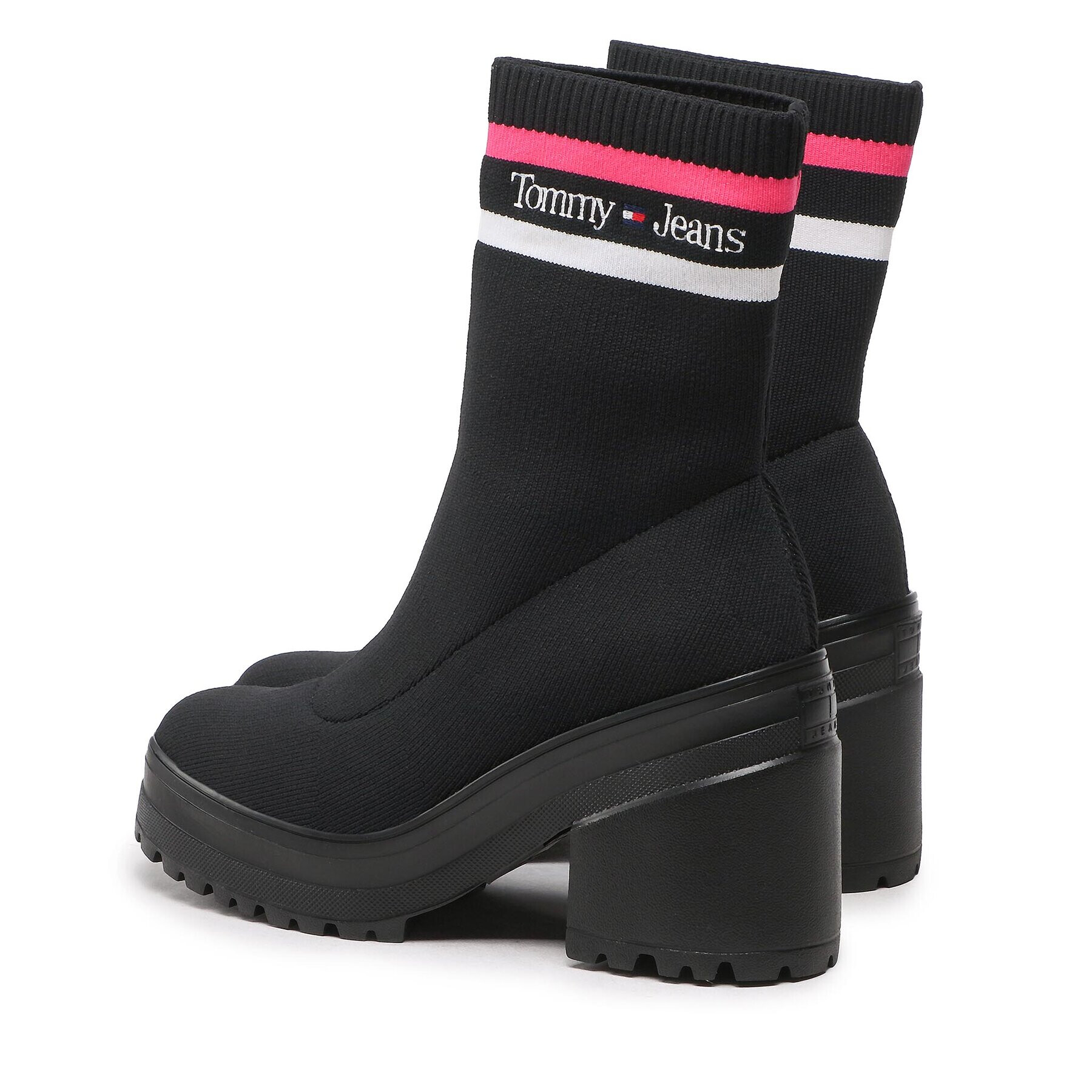 Tommy Jeans Polokozačky Knitted Boot EN0EN02061 Černá - Pepit.cz