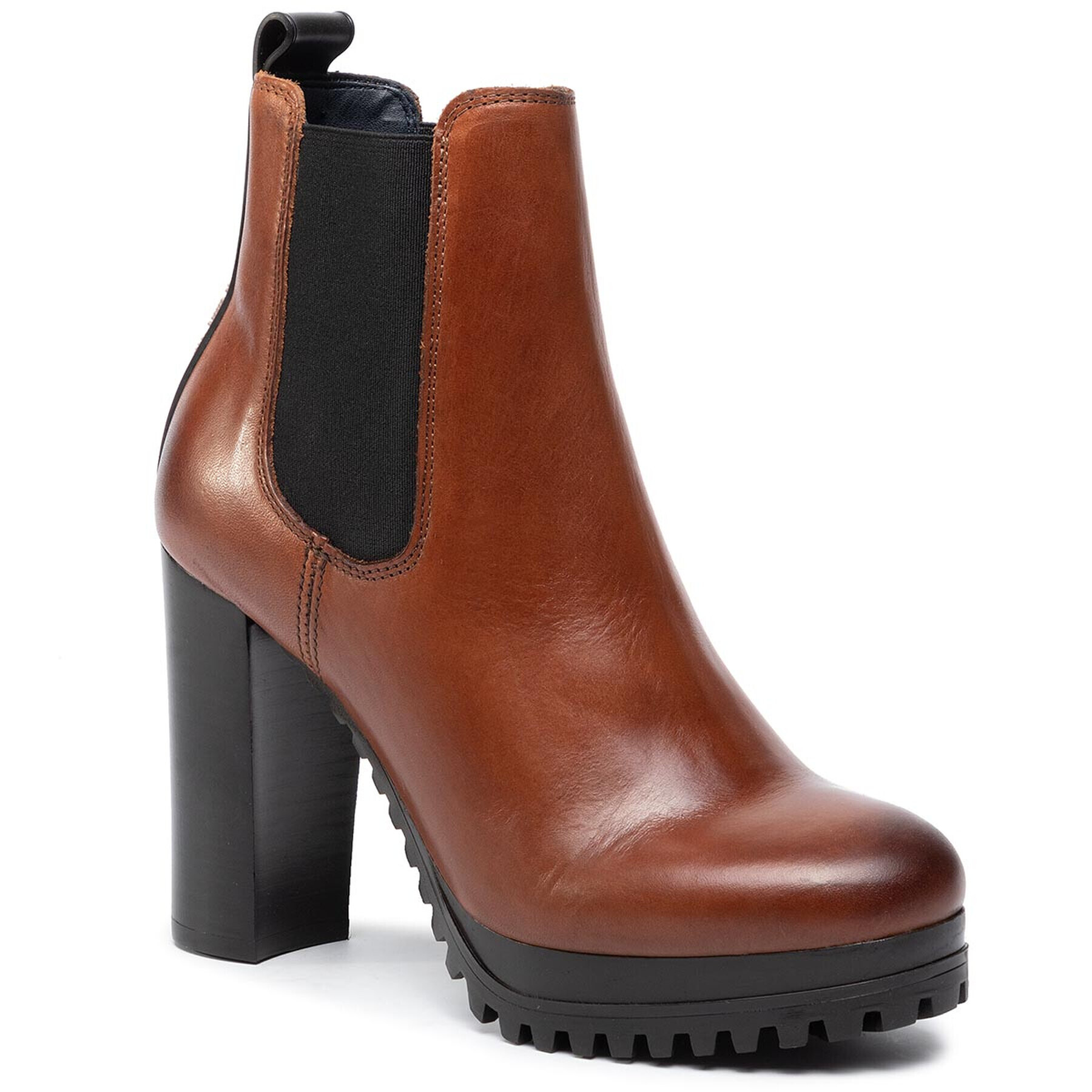 Tommy Jeans Polokozačky Pin Logo Heeled Chelsea Boot EN0EN00686 Hnědá - Pepit.cz