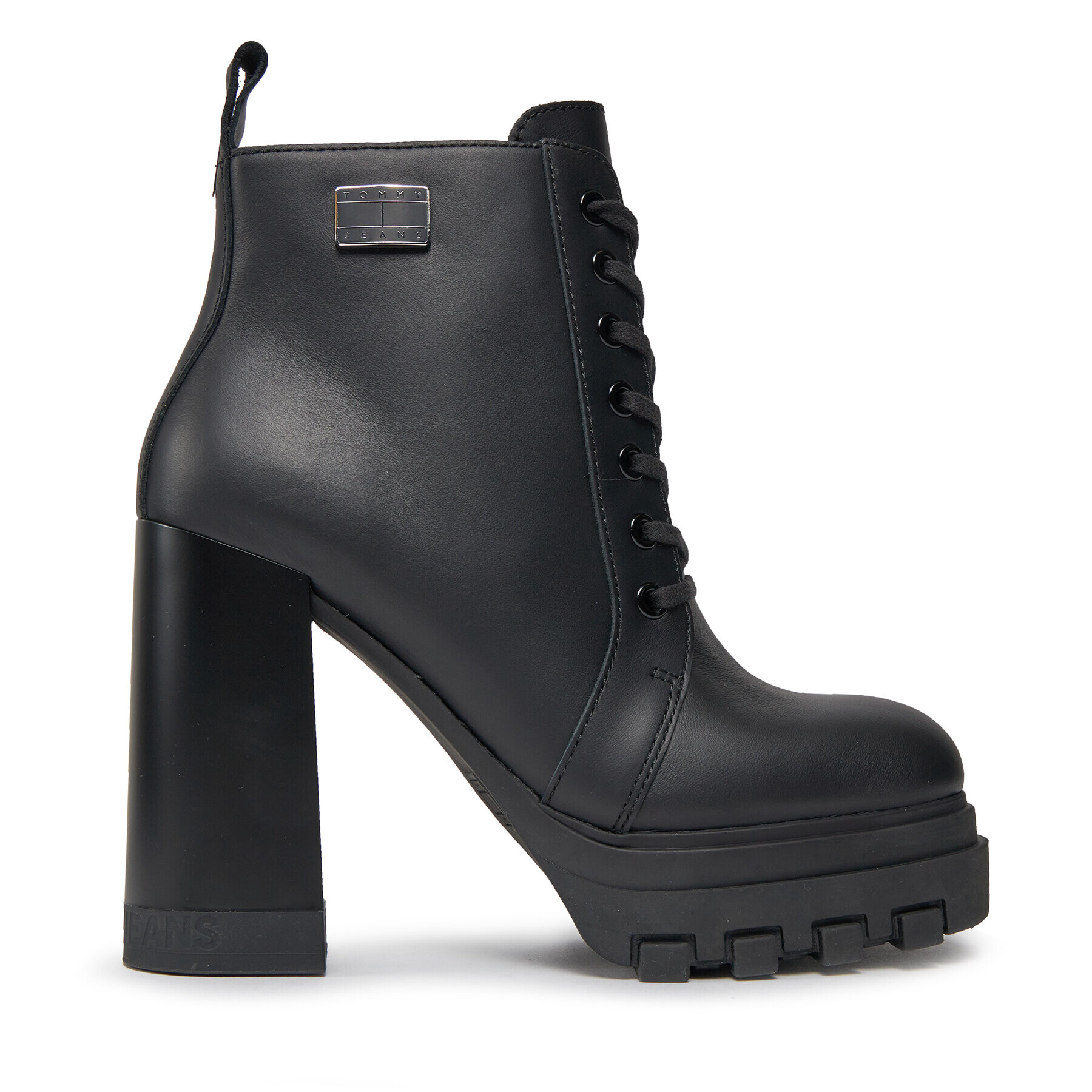 Tommy Jeans Polokozačky Tjw High Heel Lace Up Boot EN0EN02408 Černá - Pepit.cz