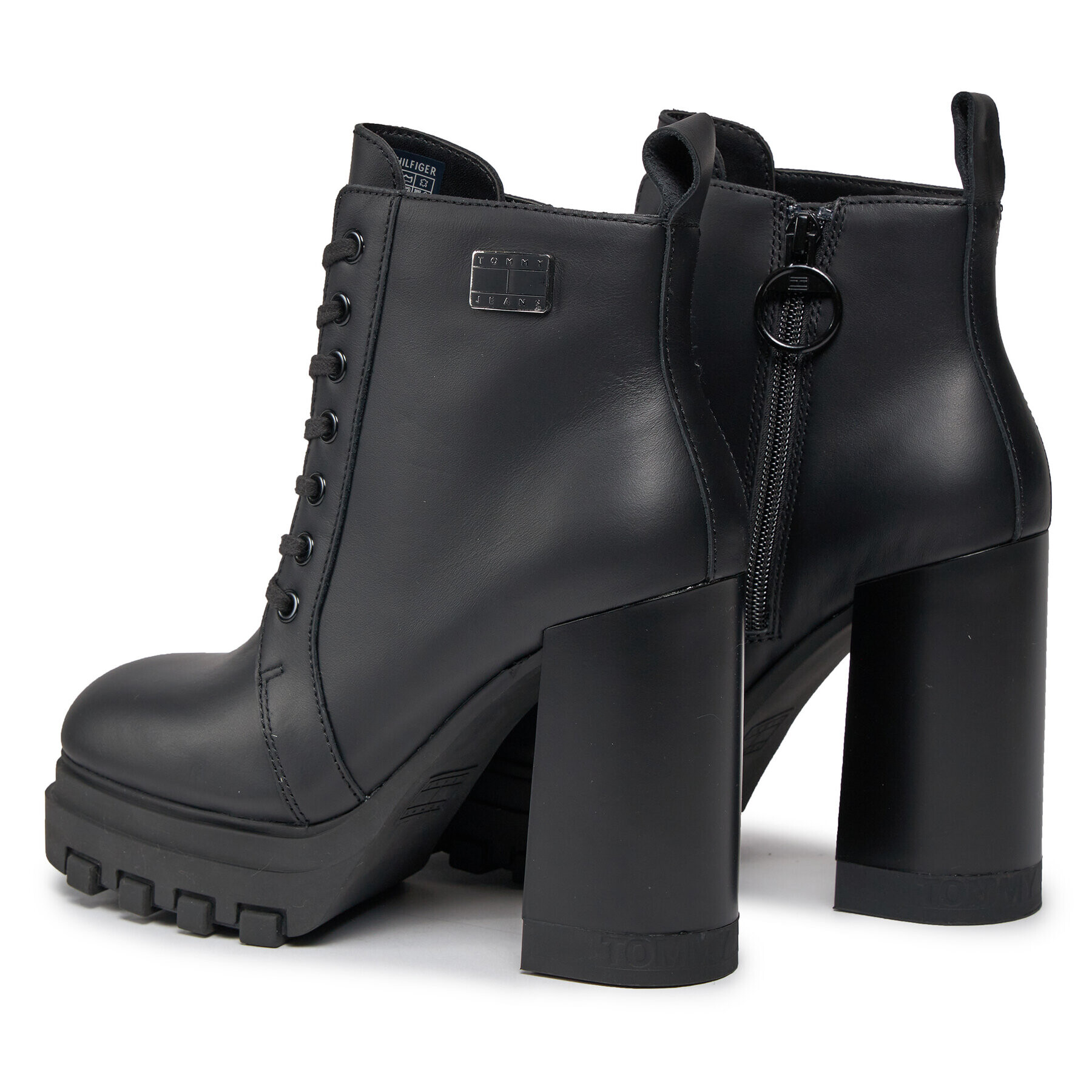 Tommy Jeans Polokozačky Tjw High Heel Lace Up Boot EN0EN02408 Černá - Pepit.cz