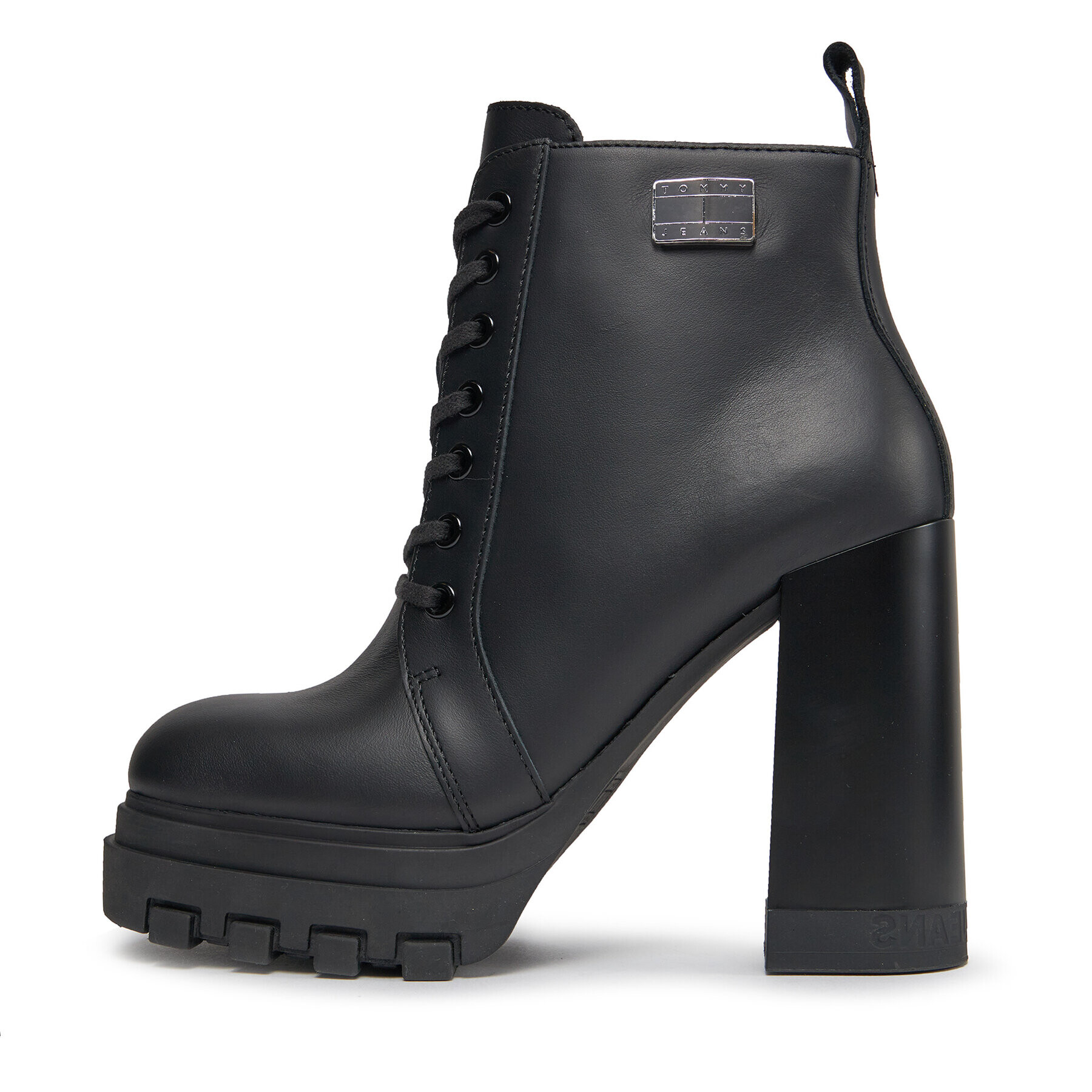 Tommy Jeans Polokozačky Tjw High Heel Lace Up Boot EN0EN02408 Černá - Pepit.cz