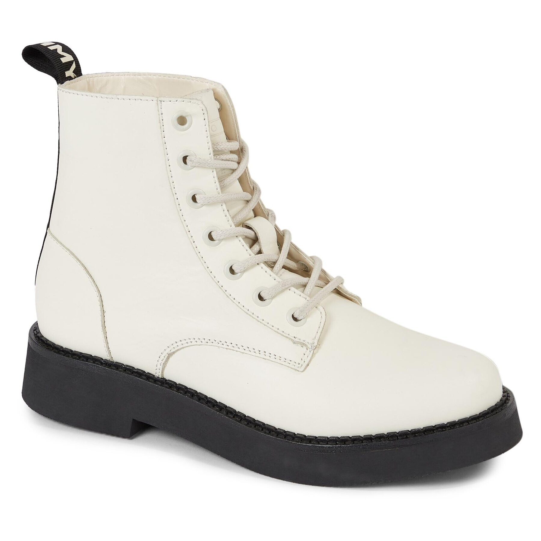 Tommy Jeans Polokozačky Tjw Lace Up Flat Boot EN0EN02310 Bílá - Pepit.cz