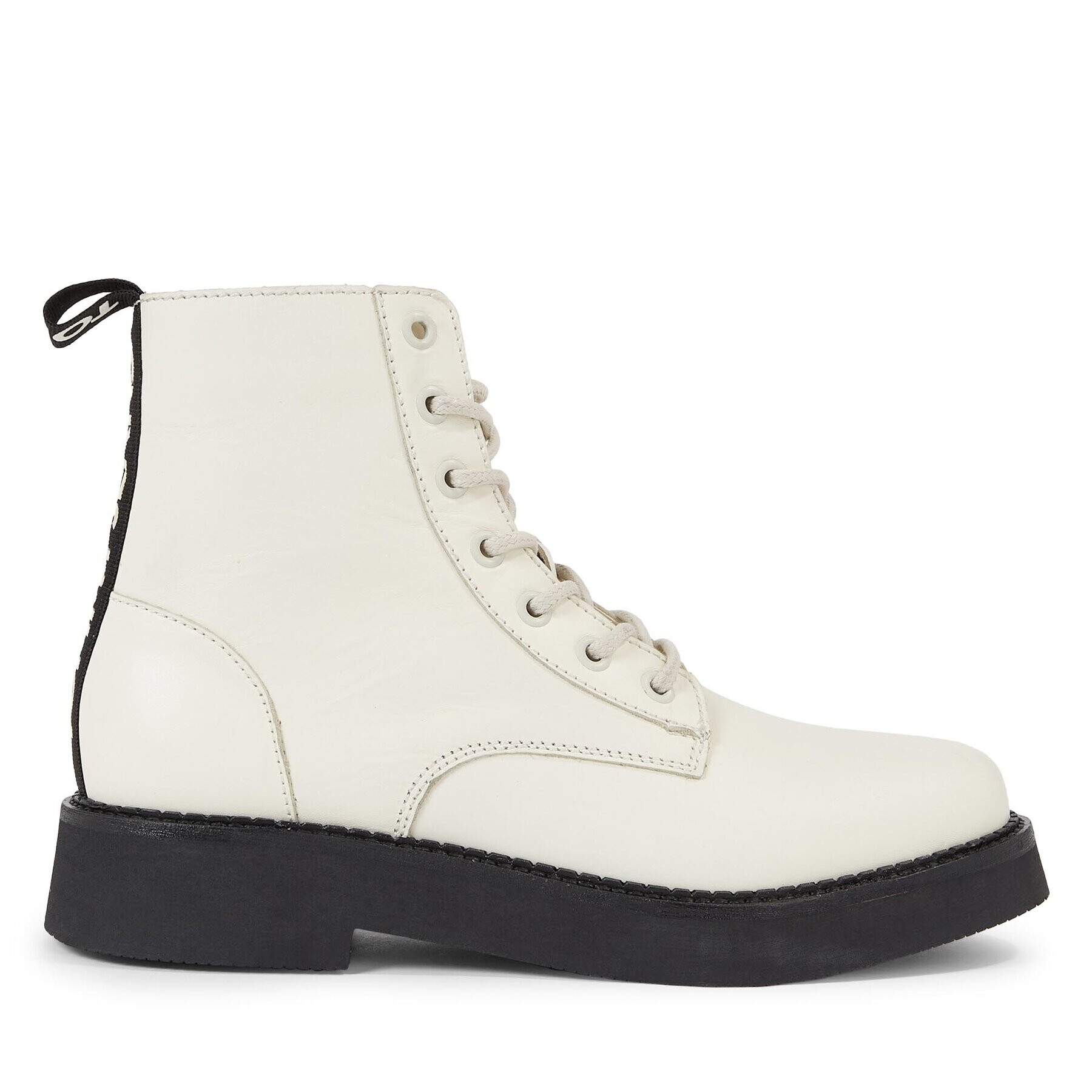 Tommy Jeans Polokozačky Tjw Lace Up Flat Boot EN0EN02310 Bílá - Pepit.cz