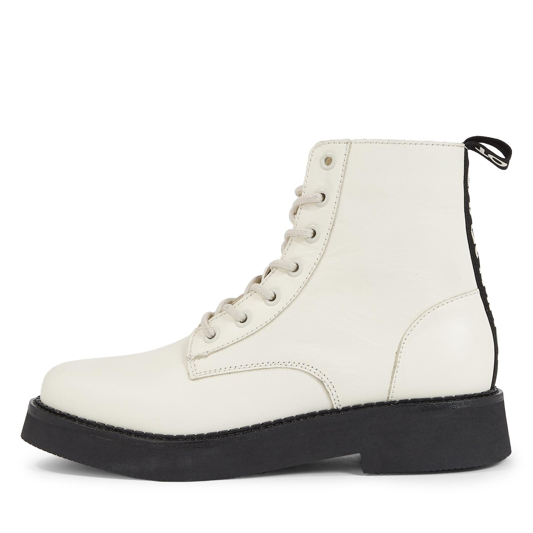 Tommy Jeans Polokozačky Tjw Lace Up Flat Boot EN0EN02310 Bílá - Pepit.cz