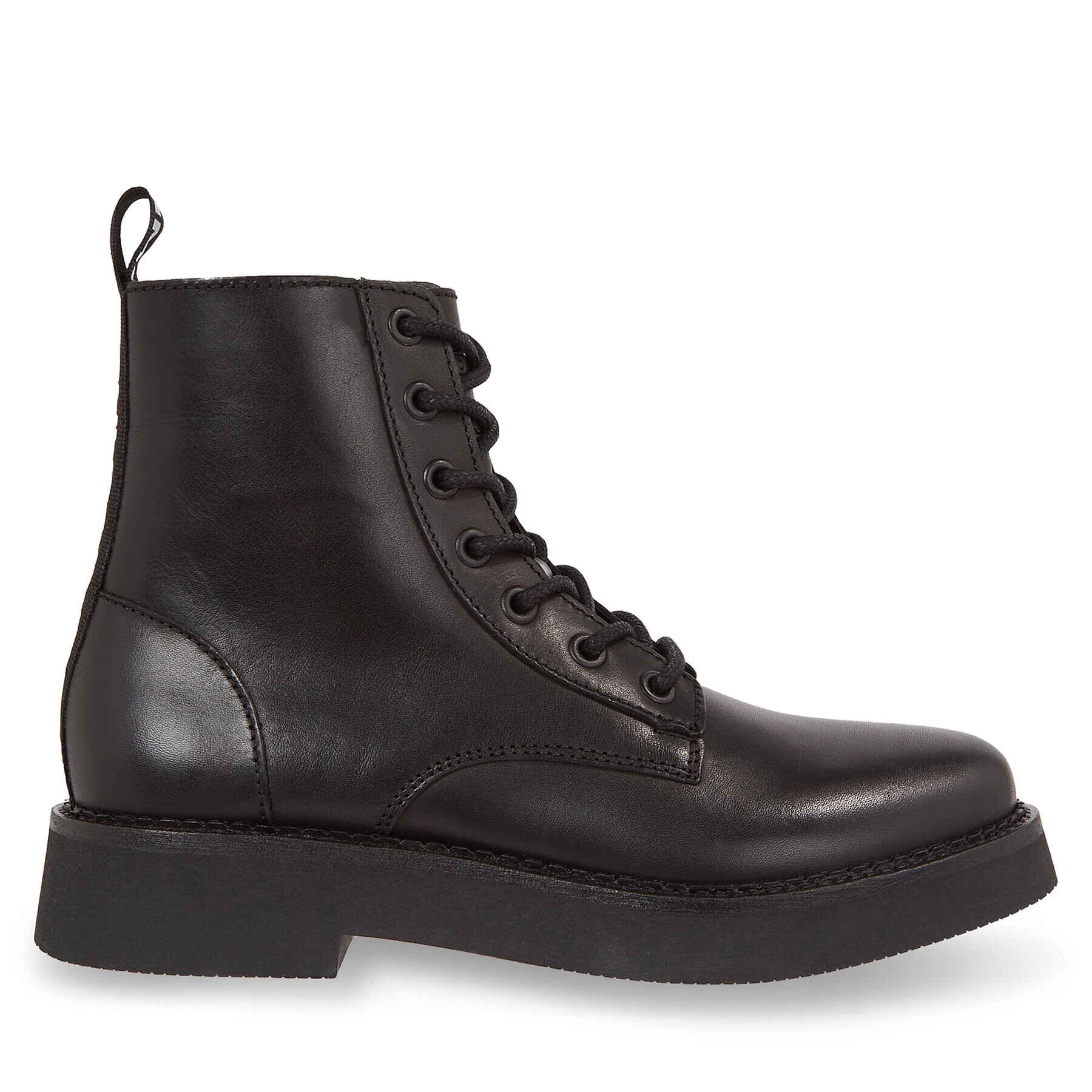 Tommy Jeans Polokozačky Tjw Lace Up Flat Boot EN0EN02310 Černá - Pepit.cz