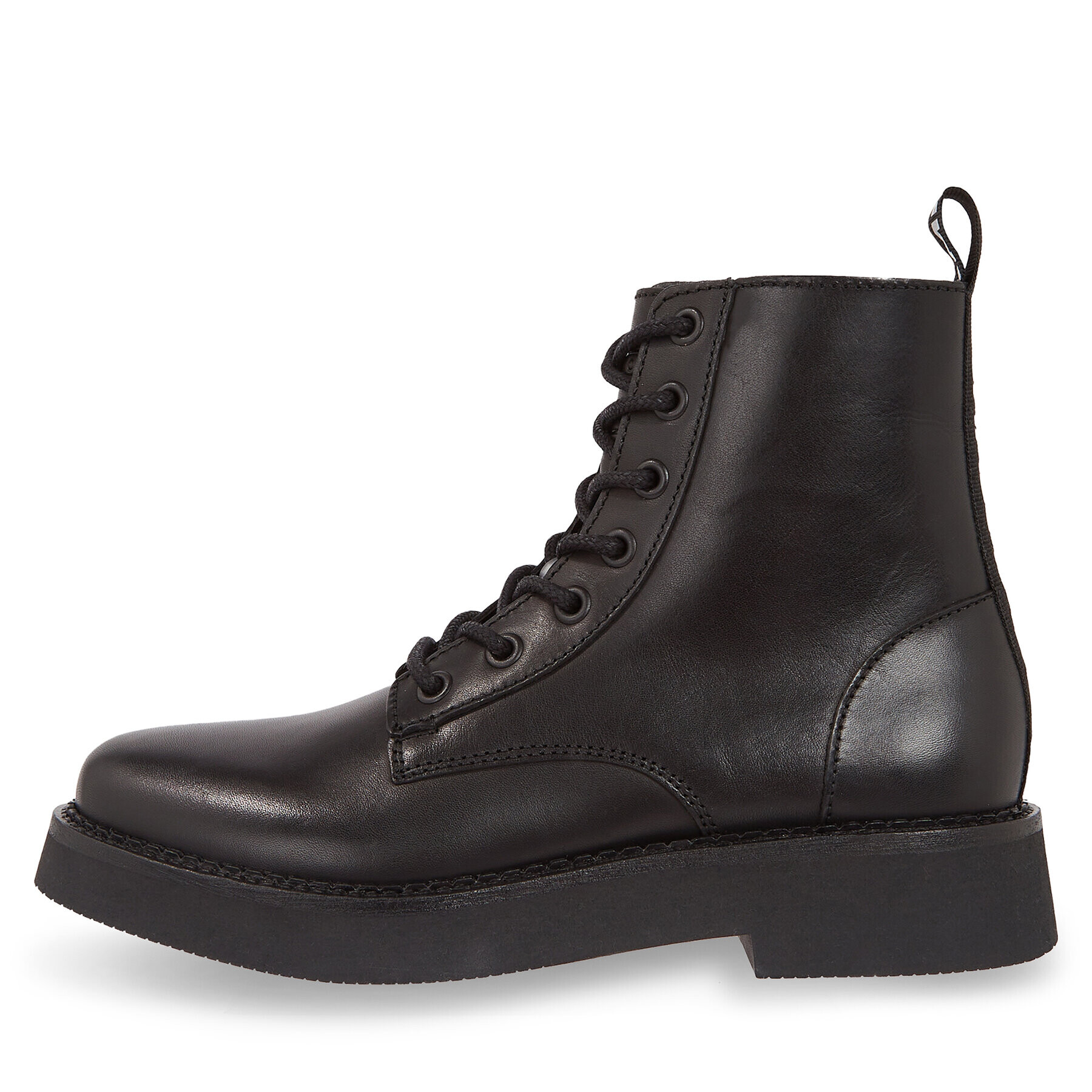 Tommy Jeans Polokozačky Tjw Lace Up Flat Boot EN0EN02310 Černá - Pepit.cz