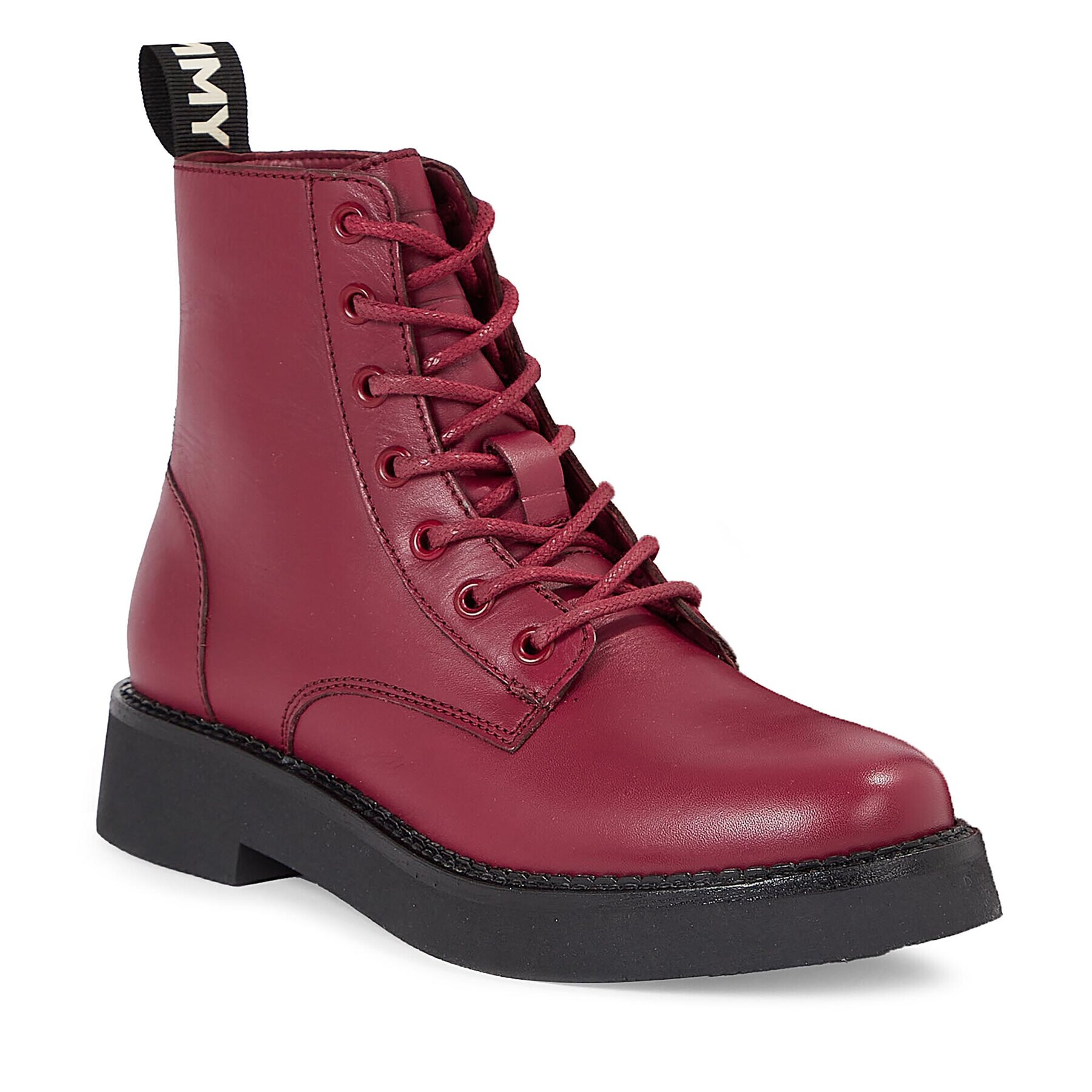 Tommy Jeans Polokozačky Tjw Lace Up Flat Boot EN0EN02310 Červená - Pepit.cz