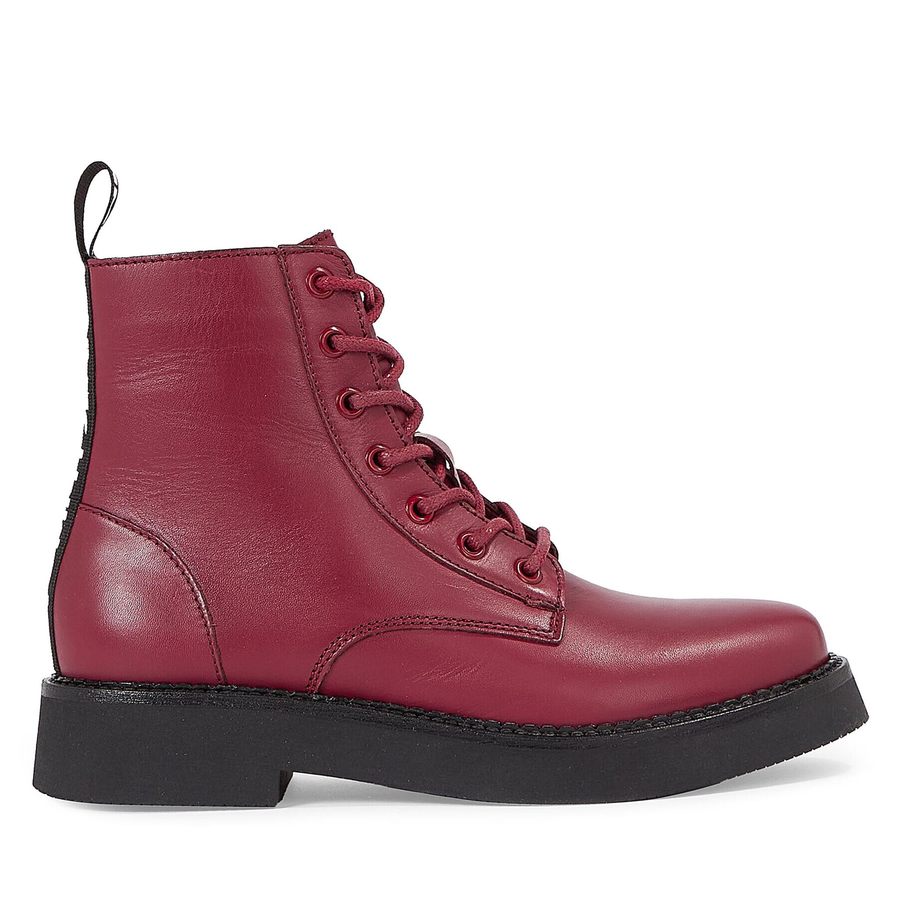 Tommy Jeans Polokozačky Tjw Lace Up Flat Boot EN0EN02310 Červená - Pepit.cz