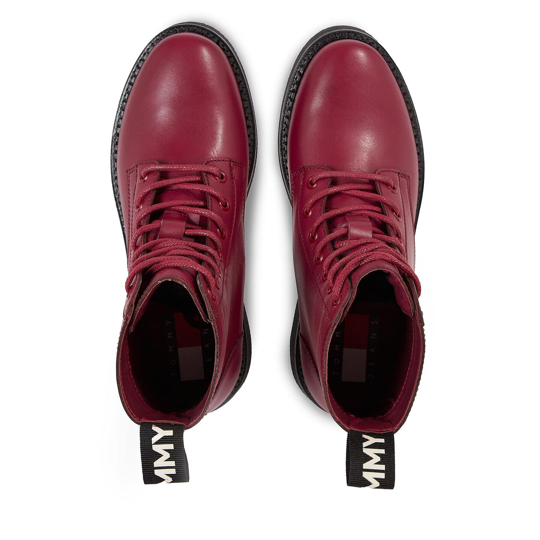 Tommy Jeans Polokozačky Tjw Lace Up Flat Boot EN0EN02310 Červená - Pepit.cz