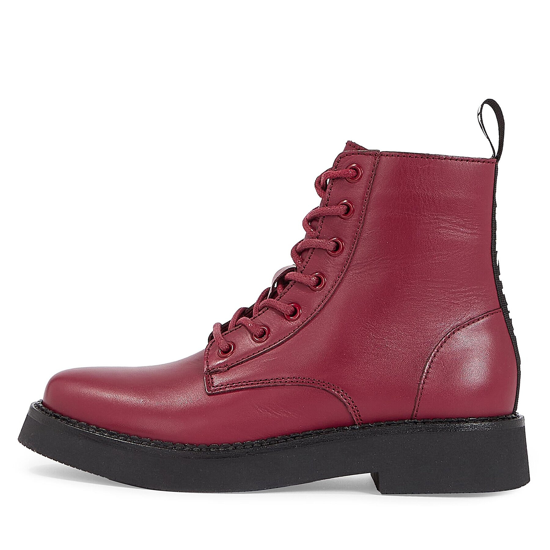 Tommy Jeans Polokozačky Tjw Lace Up Flat Boot EN0EN02310 Červená - Pepit.cz