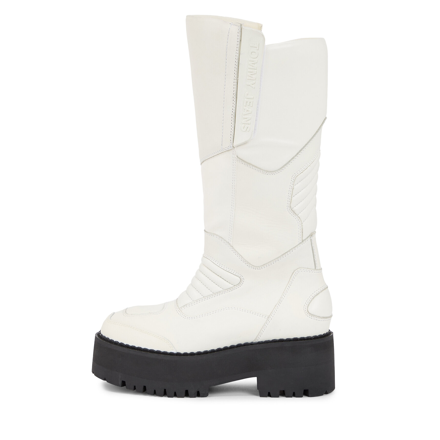 Tommy Jeans Kozačky Tjw Long Shaft Biker Boot EN0EN02376 Bílá - Pepit.cz