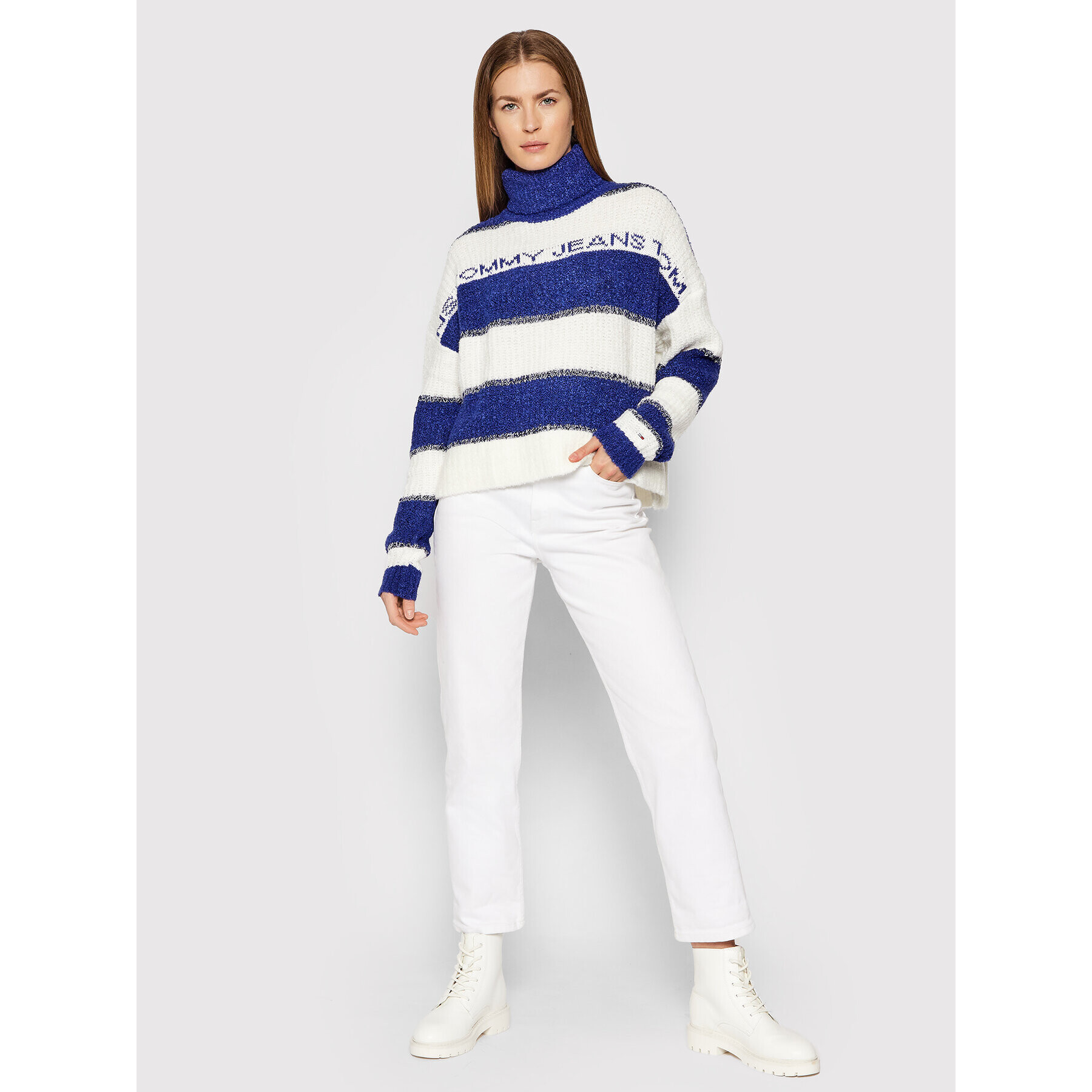 Tommy Jeans Rolák Stripe DW0DW11009 Modrá Regular Fit - Pepit.cz