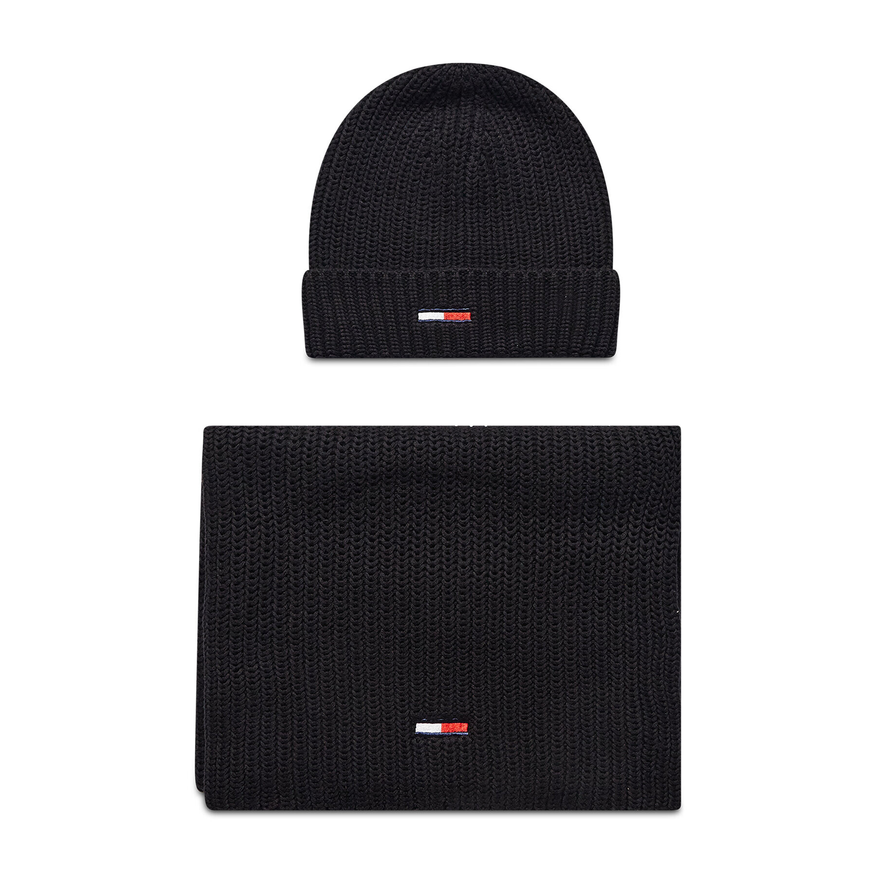 Tommy Jeans Sada čepice a šál TJM Scarf And Beanie Gp AM0AM08344 Černá - Pepit.cz