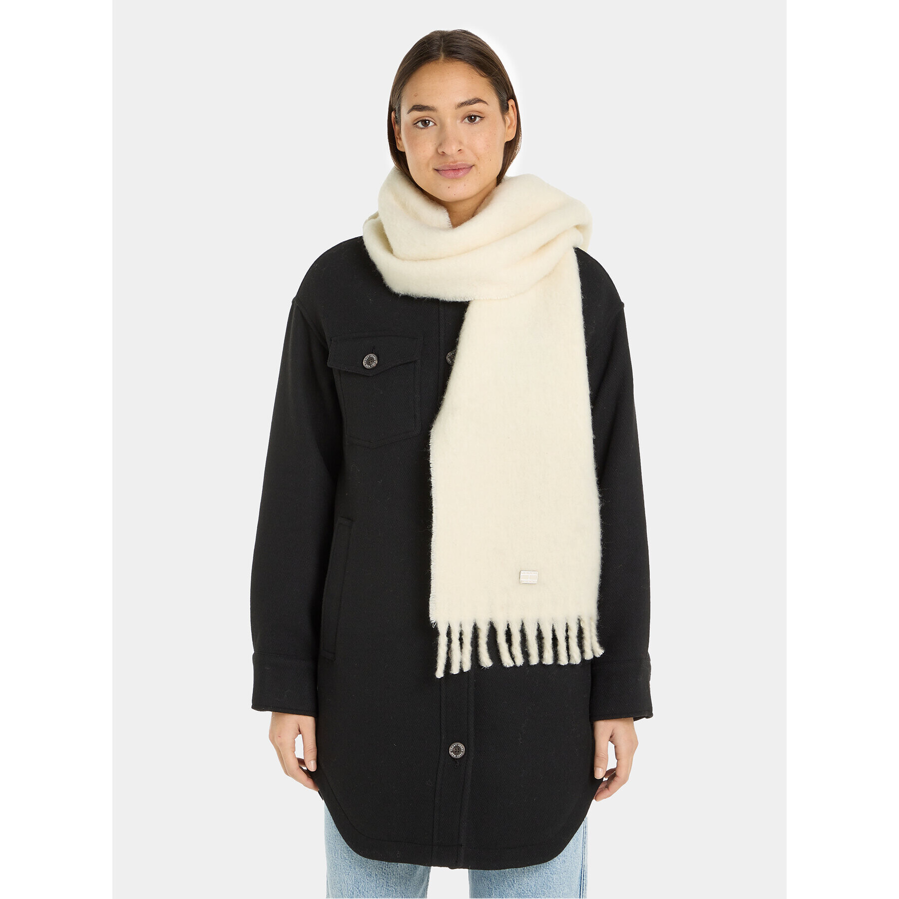 Tommy Jeans Šál Tjw Cosy Knit Scarf AW0AW15904 Écru - Pepit.cz