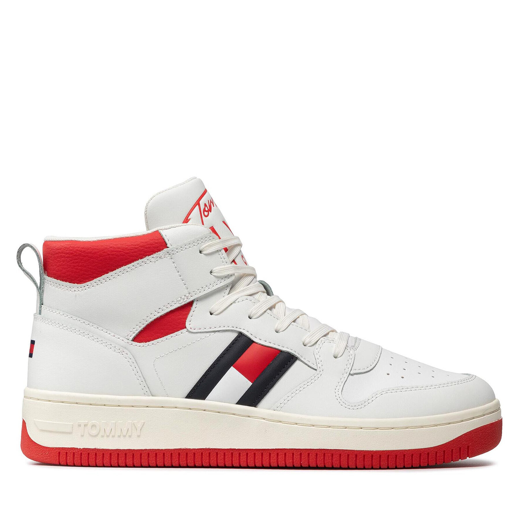 Tommy Jeans Sneakersy Basket High Cupsole Tjm Leather EM0EM00811 Bílá - Pepit.cz