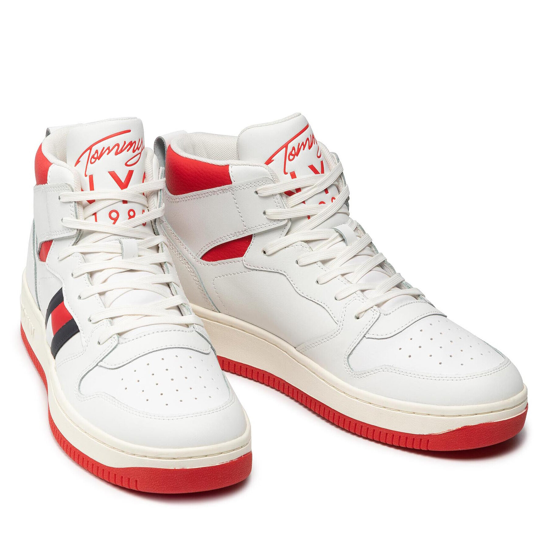 Tommy Jeans Sneakersy Basket High Cupsole Tjm Leather EM0EM00811 Bílá - Pepit.cz