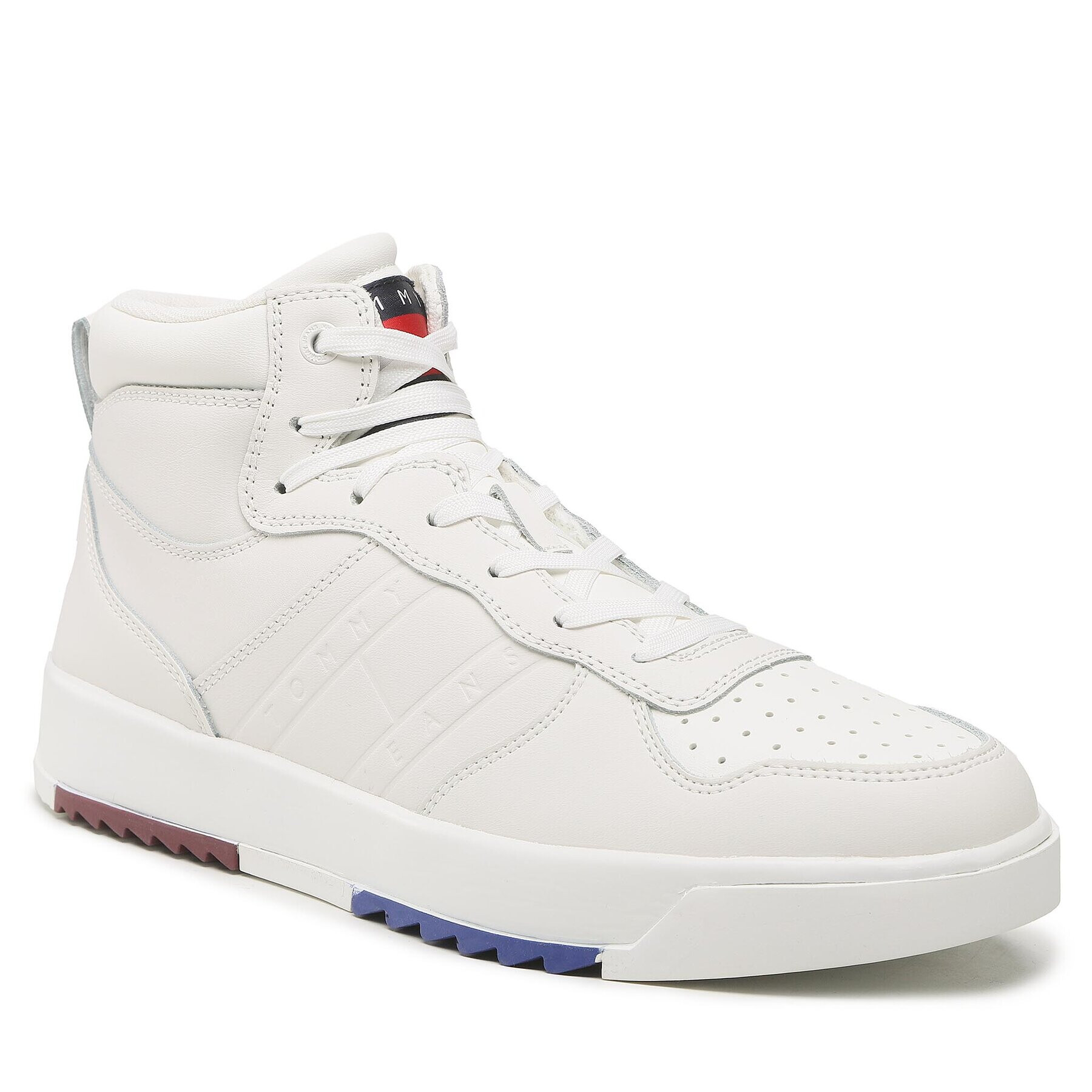 Tommy Jeans Sneakersy Leather Basket Midcut EM0EM01071 Bílá - Pepit.cz