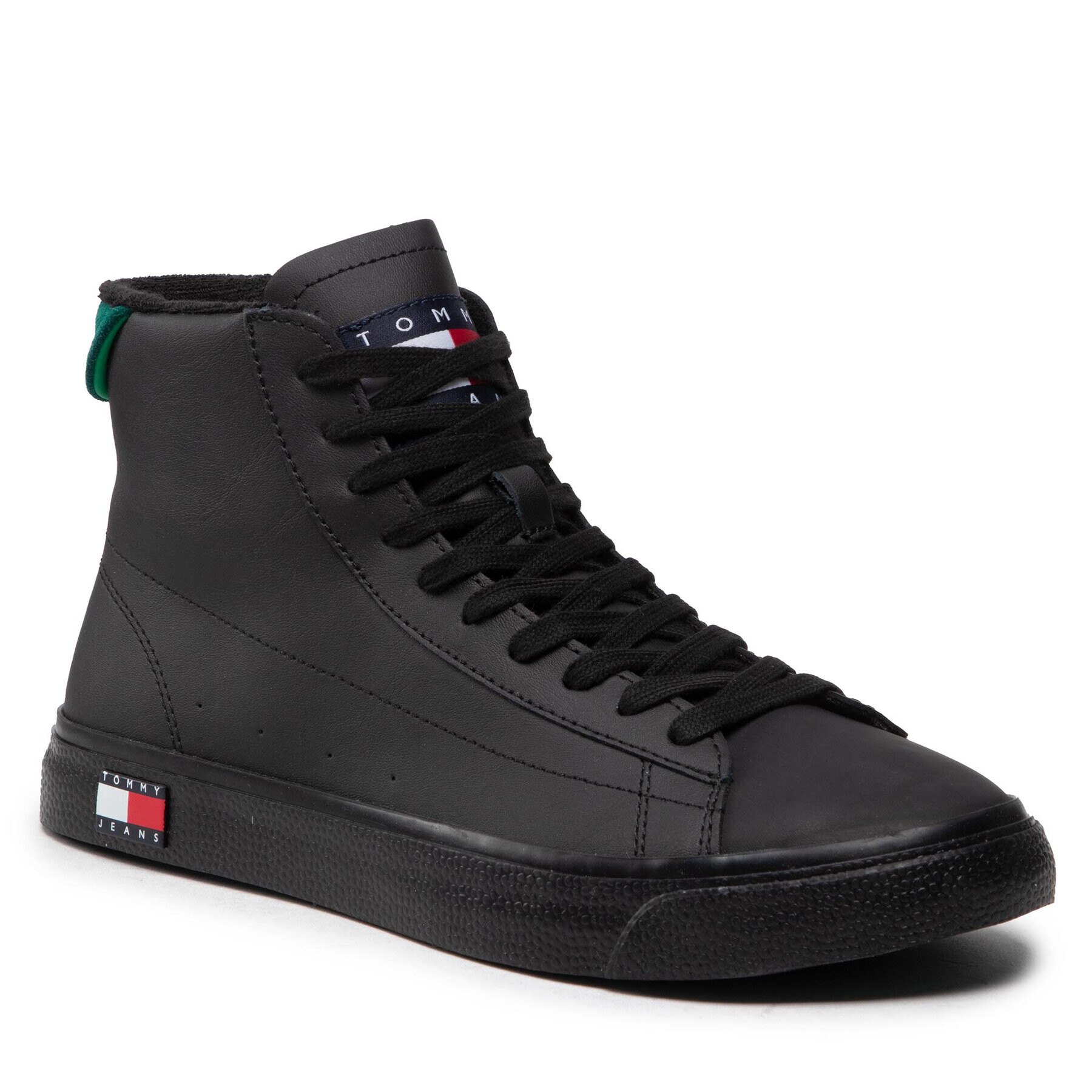 Tommy Jeans Sneakersy Mid Leather Vulc EM0EM01067 Černá - Pepit.cz