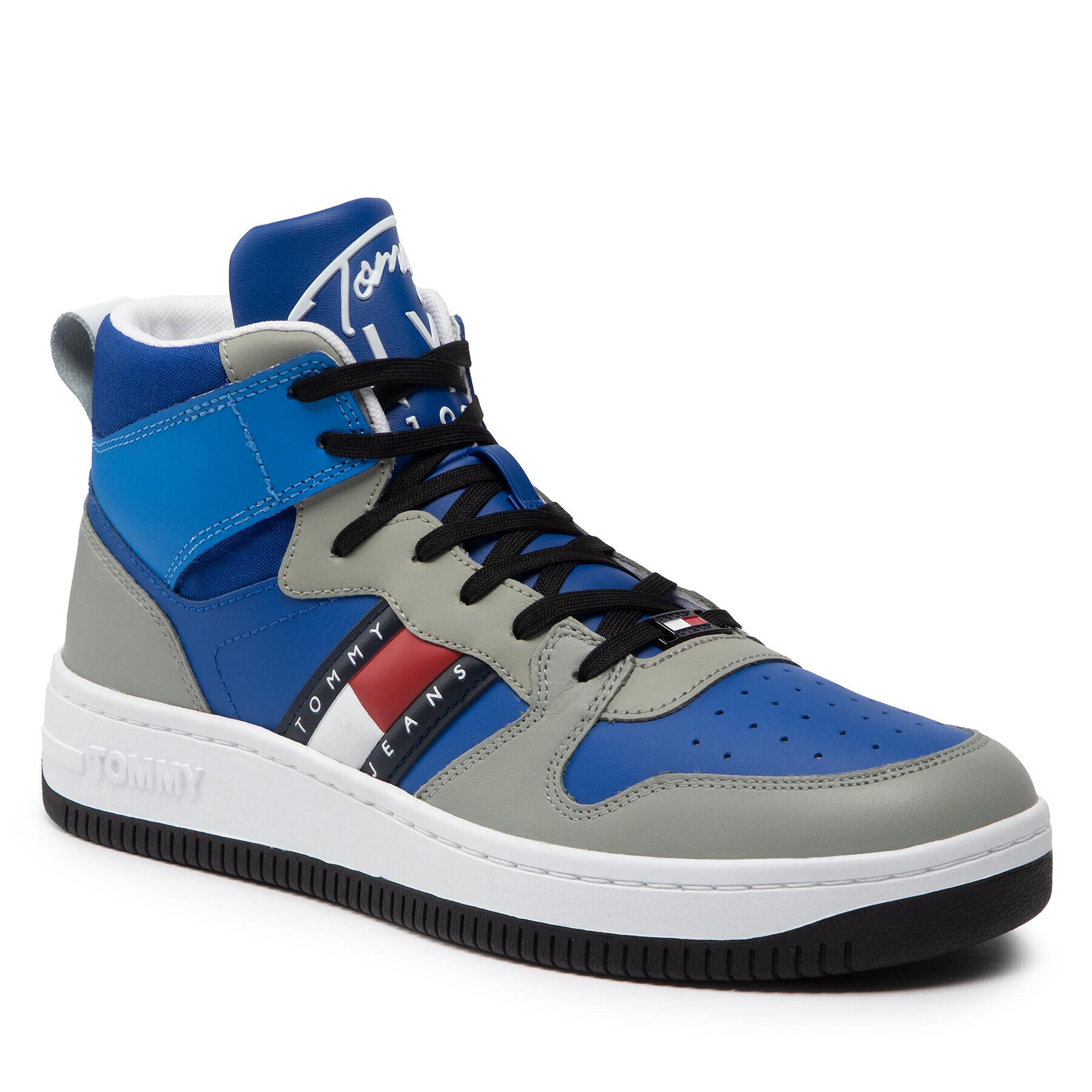 Tommy Jeans Sneakersy Mid Pop Basket EM0EM01015 Modrá - Pepit.cz