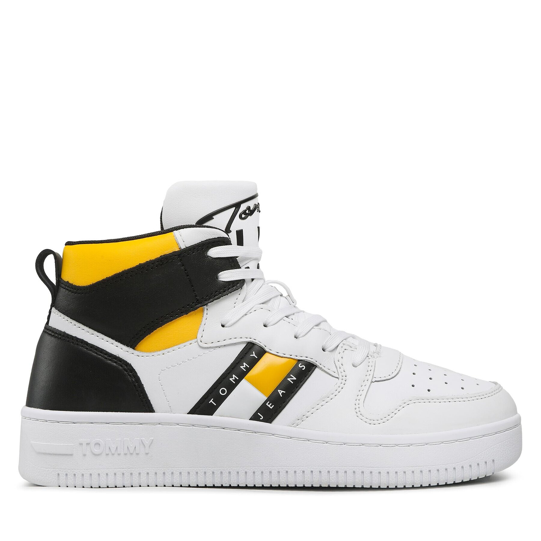 Tommy Jeans Sneakersy Retro Basket Mid Cut EM0EM01142 Bílá - Pepit.cz