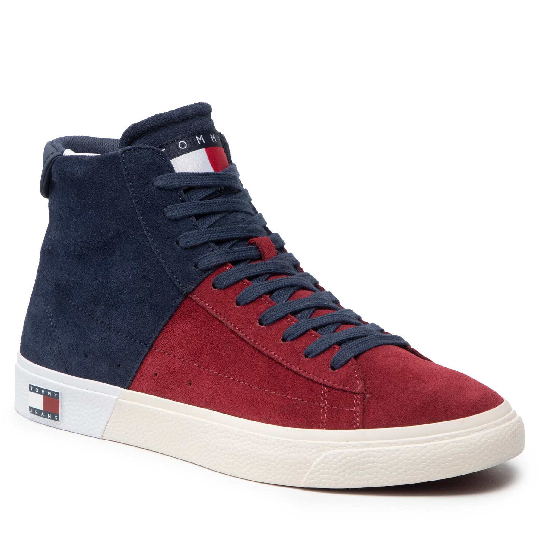 Tommy Jeans Sneakersy Retro Mid Vulc Varsity EM0EM00887 Bordó - Pepit.cz