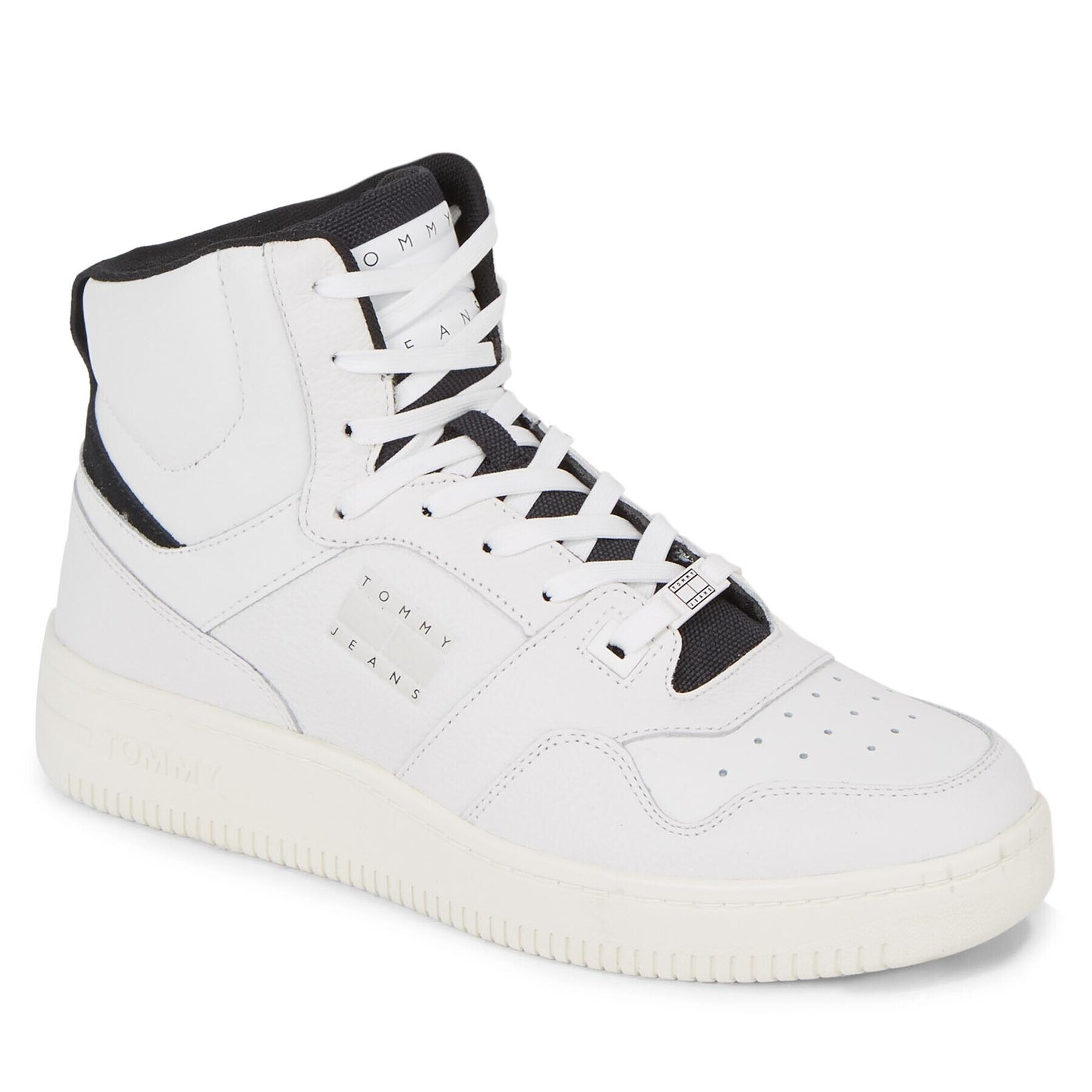 Tommy Jeans Sneakersy Tjm Basket Mid Leather EM0EM01258 Bílá - Pepit.cz