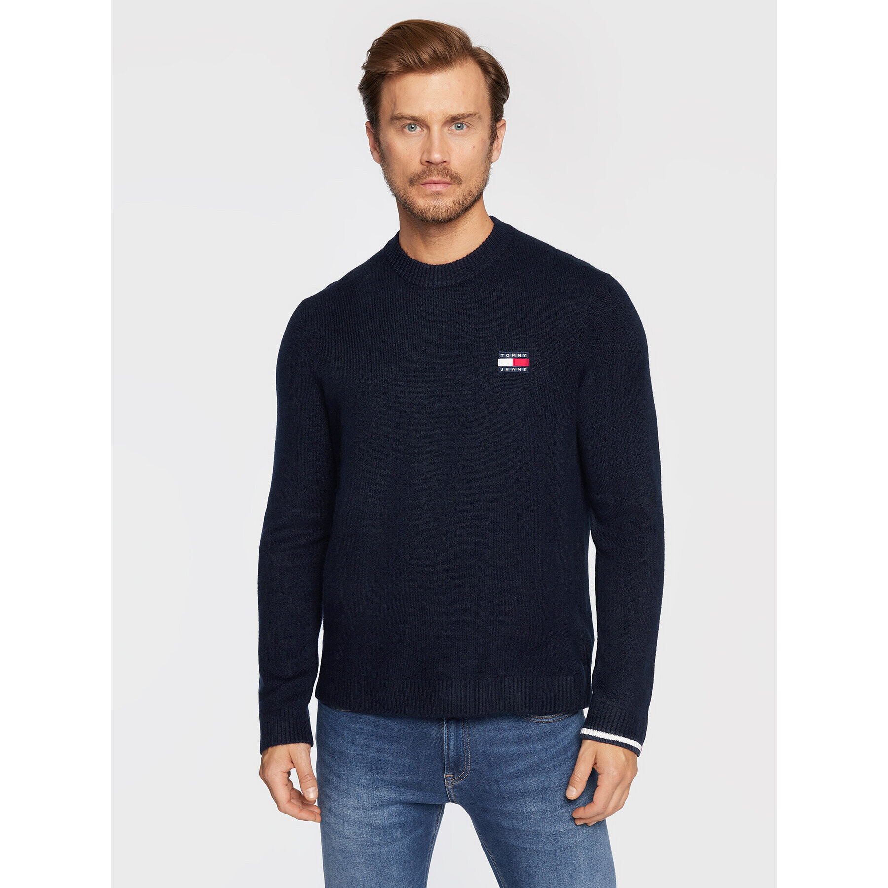 Tommy Jeans Svetr Badge DM0DM15065 Tmavomodrá Relaxed Fit - Pepit.cz