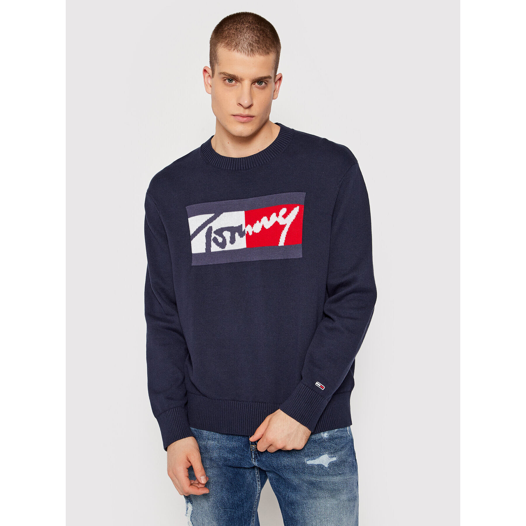 Tommy Jeans Svetr Branded DM0DM11365 Modrá Relaxed Fit - Pepit.cz