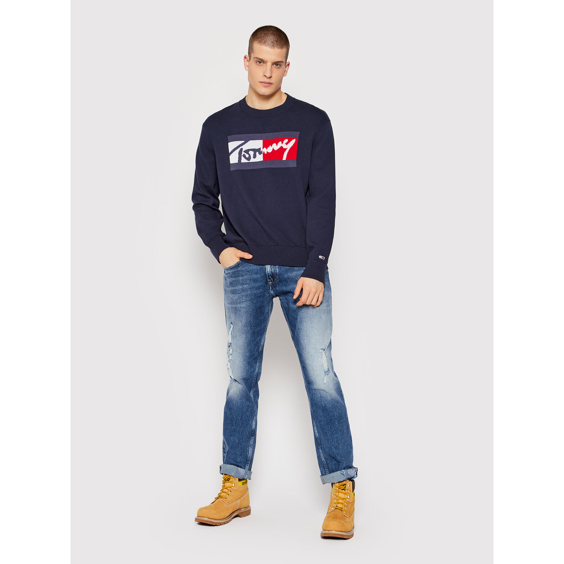 Tommy Jeans Svetr Branded DM0DM11365 Modrá Relaxed Fit - Pepit.cz