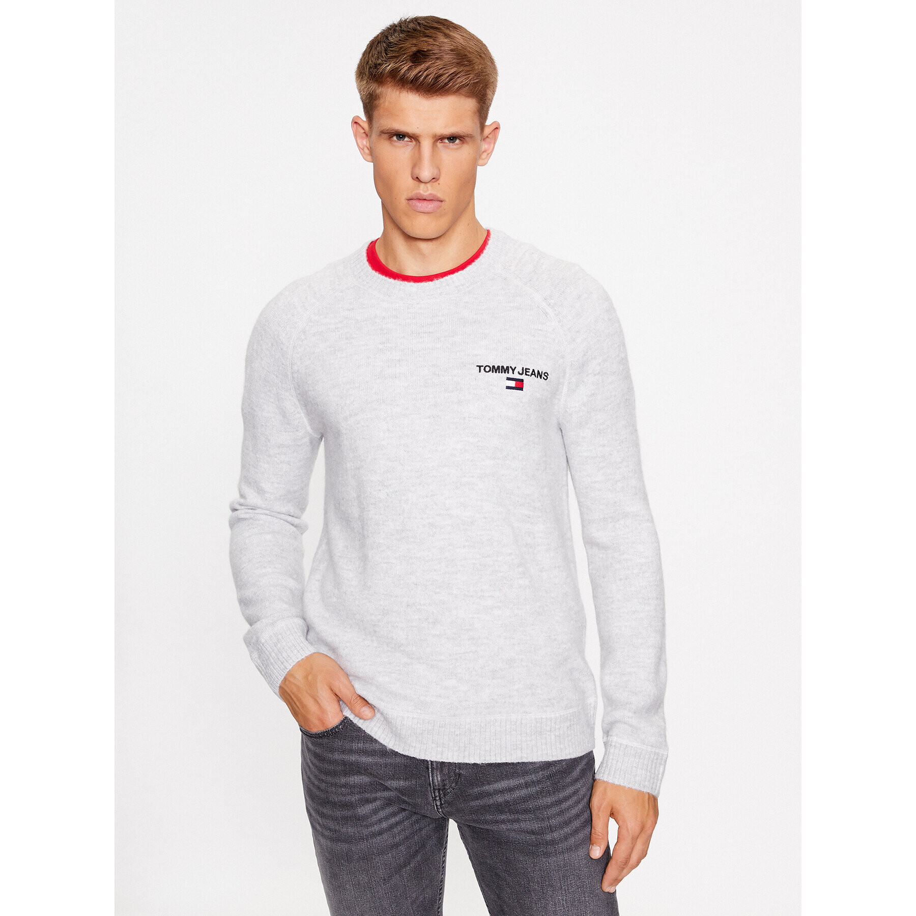 Tommy Jeans Svetr DM0DM17756 Šedá Regular Fit - Pepit.cz