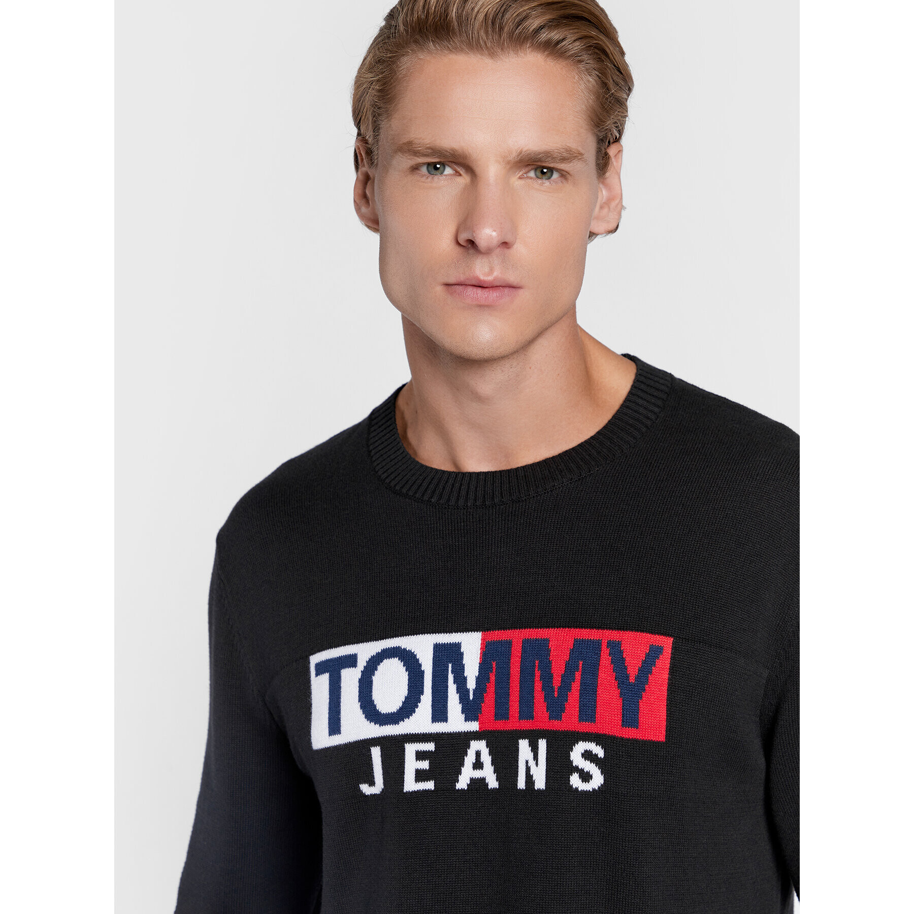 Tommy Jeans Svetr Entry Flag DM0DM13755 Černá Relaxed Fit - Pepit.cz