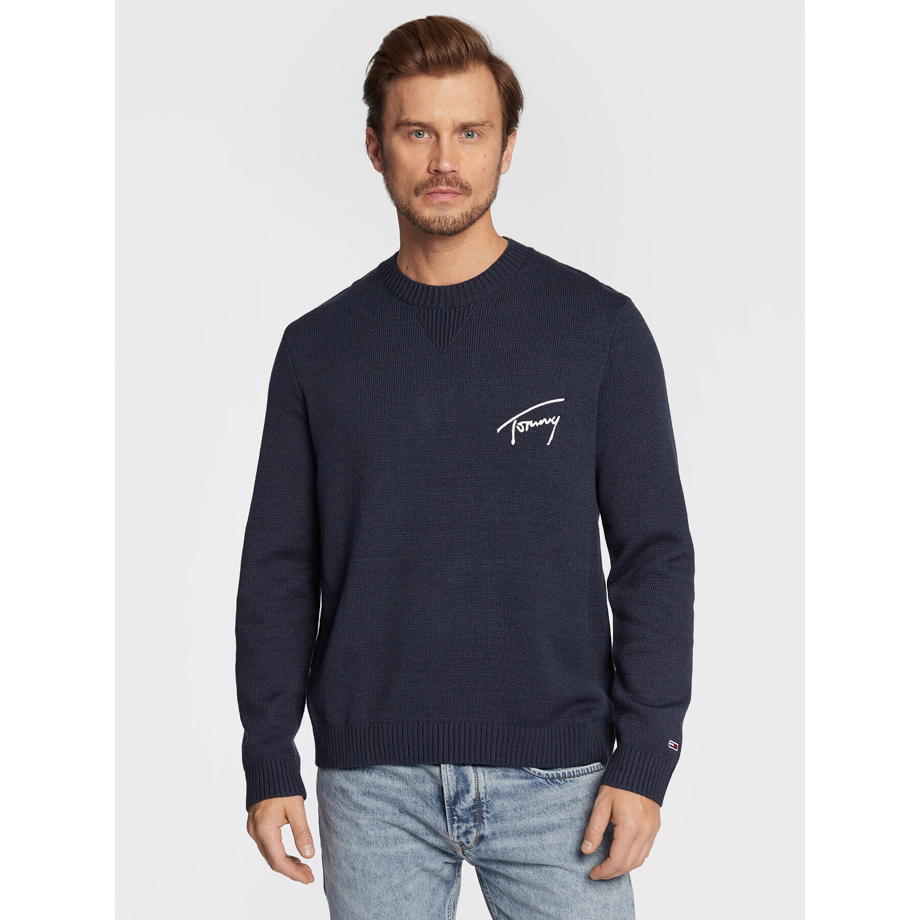 Tommy Jeans Svetr Signature DM0DM15062 Tmavomodrá Relaxed Fit - Pepit.cz