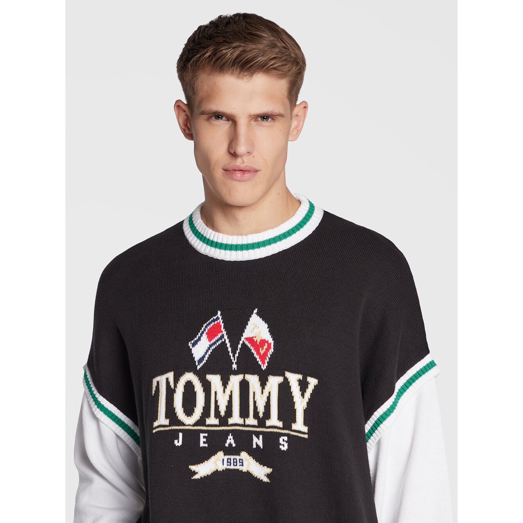 Tommy Jeans Svetr Skater Modern Prep DM0DM15156 Černá Relaxed Fit - Pepit.cz