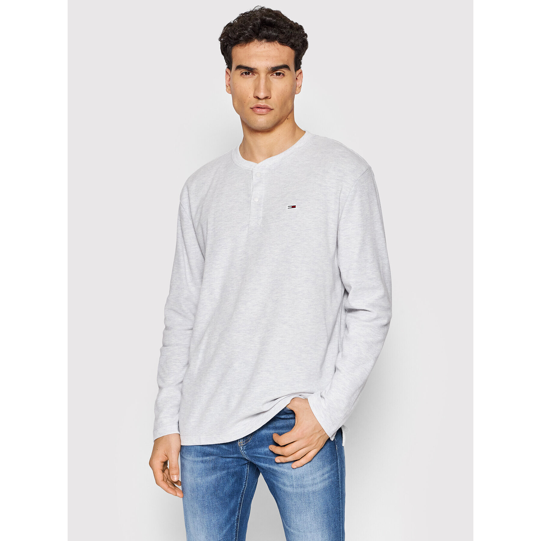 Tommy Jeans Svetr Tjm Henley DM0DM13072 Šedá Regular Fit - Pepit.cz