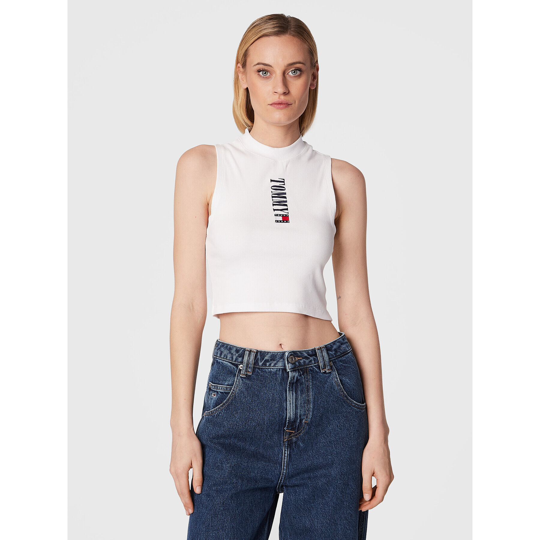 Tommy Jeans Top Archive DW0DW14377 Bílá Slim Fit - Pepit.cz