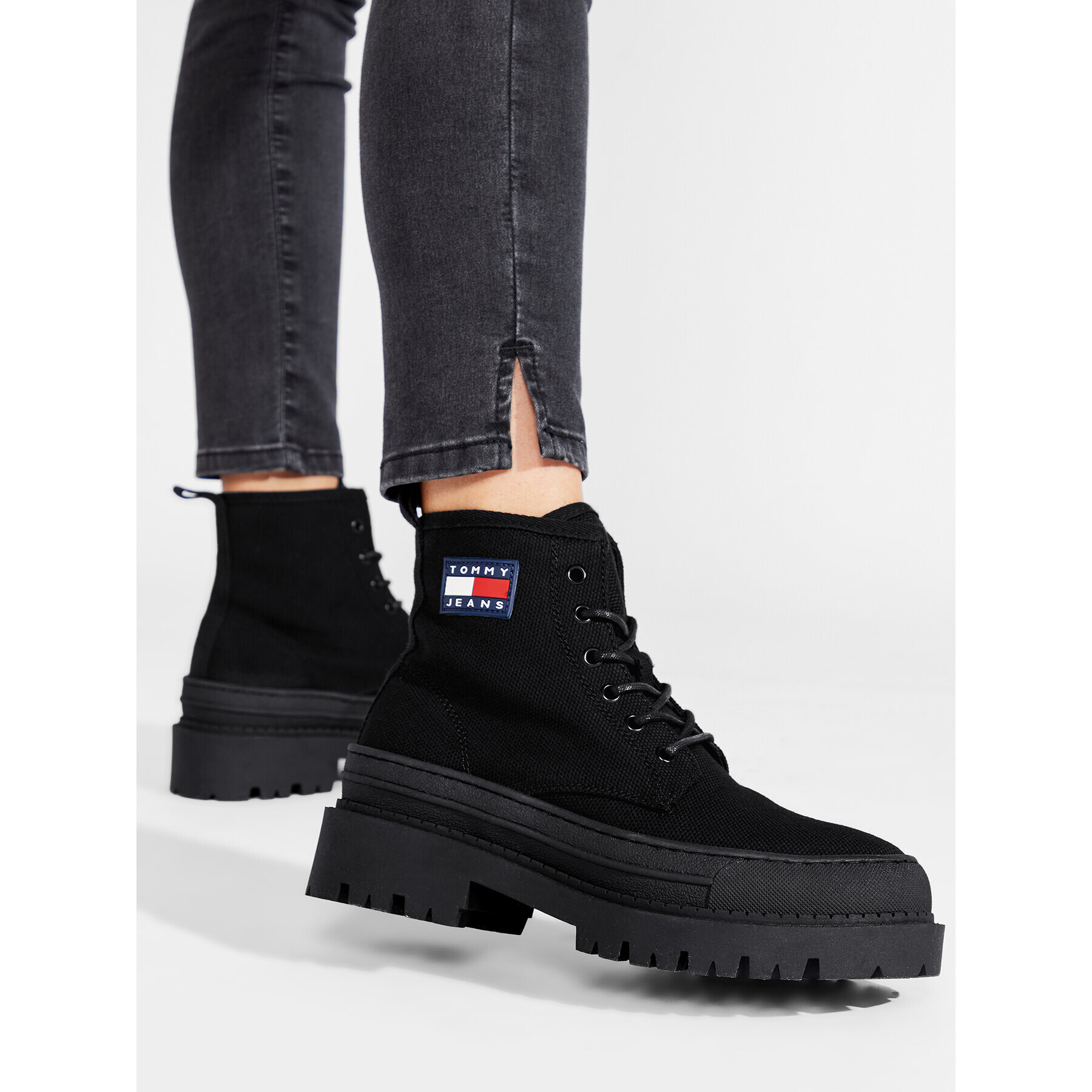 Tommy Jeans Turistická obuv Foxing Boot EN0EN01903 Černá - Pepit.cz