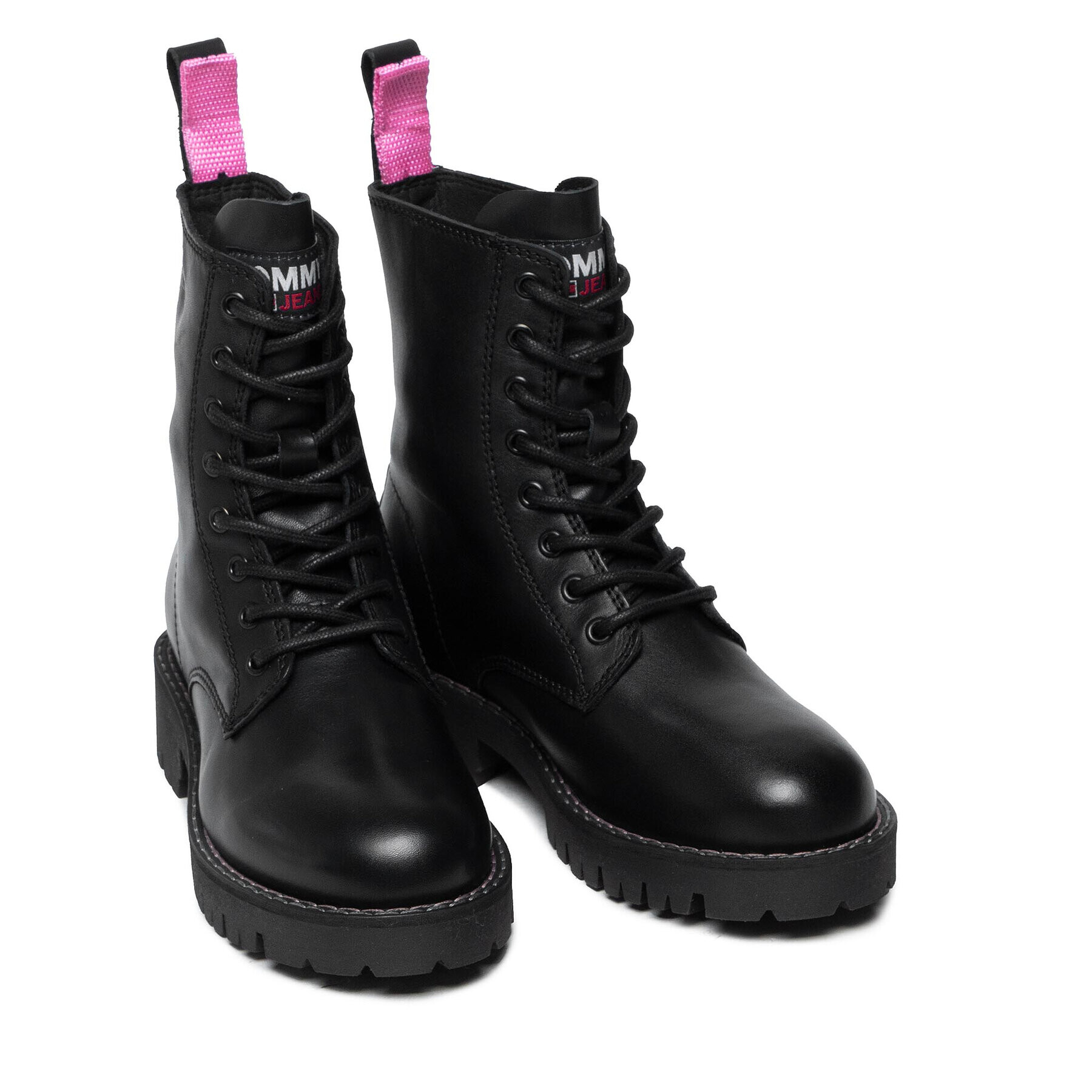 Tommy Jeans Turistická obuv Leather Lace Up Boot EN0EN01543 Černá - Pepit.cz