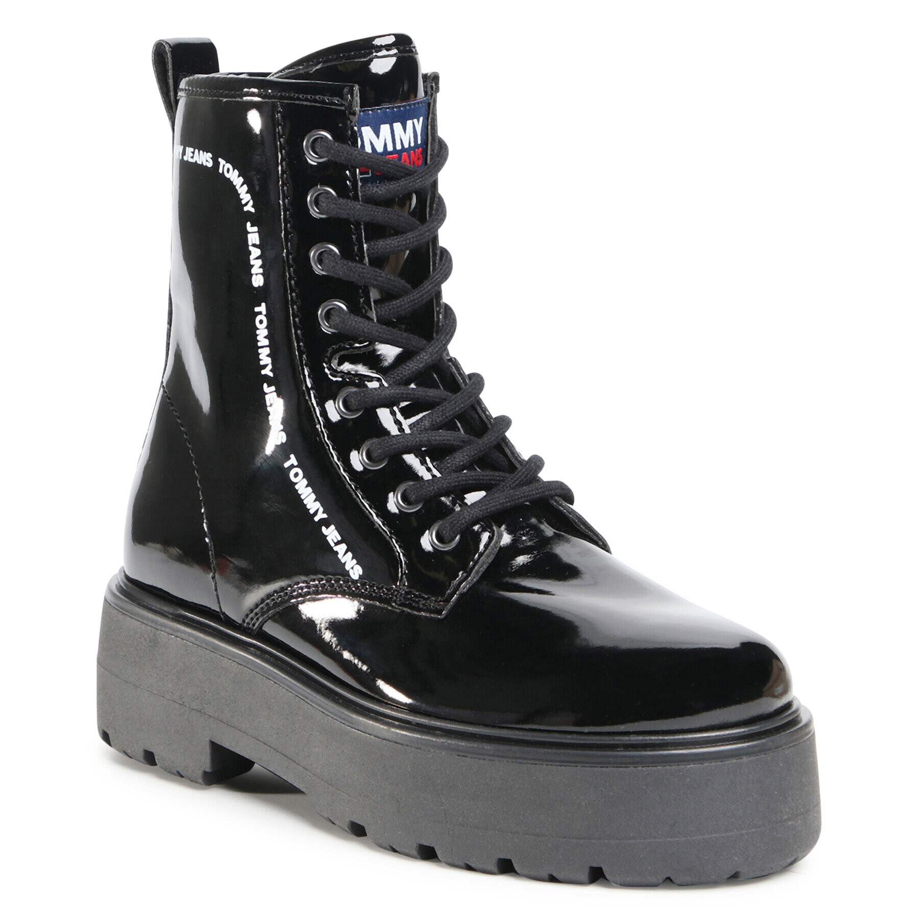 Tommy Jeans Turistická obuv Patent Lace Up Boot EN0EN01151 Černá - Pepit.cz