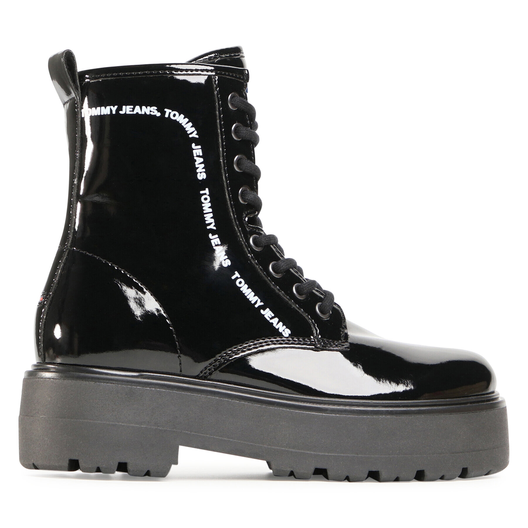 Tommy Jeans Turistická obuv Patent Lace Up Boot EN0EN01151 Černá - Pepit.cz