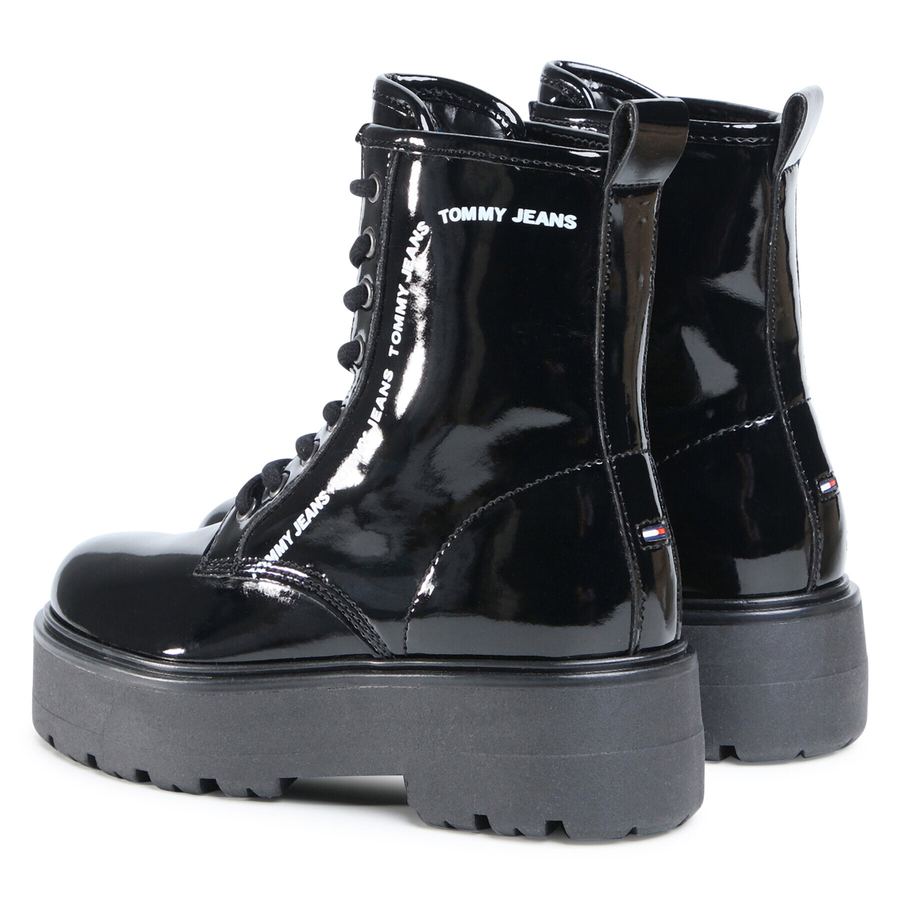 Tommy Jeans Turistická obuv Patent Lace Up Boot EN0EN01151 Černá - Pepit.cz