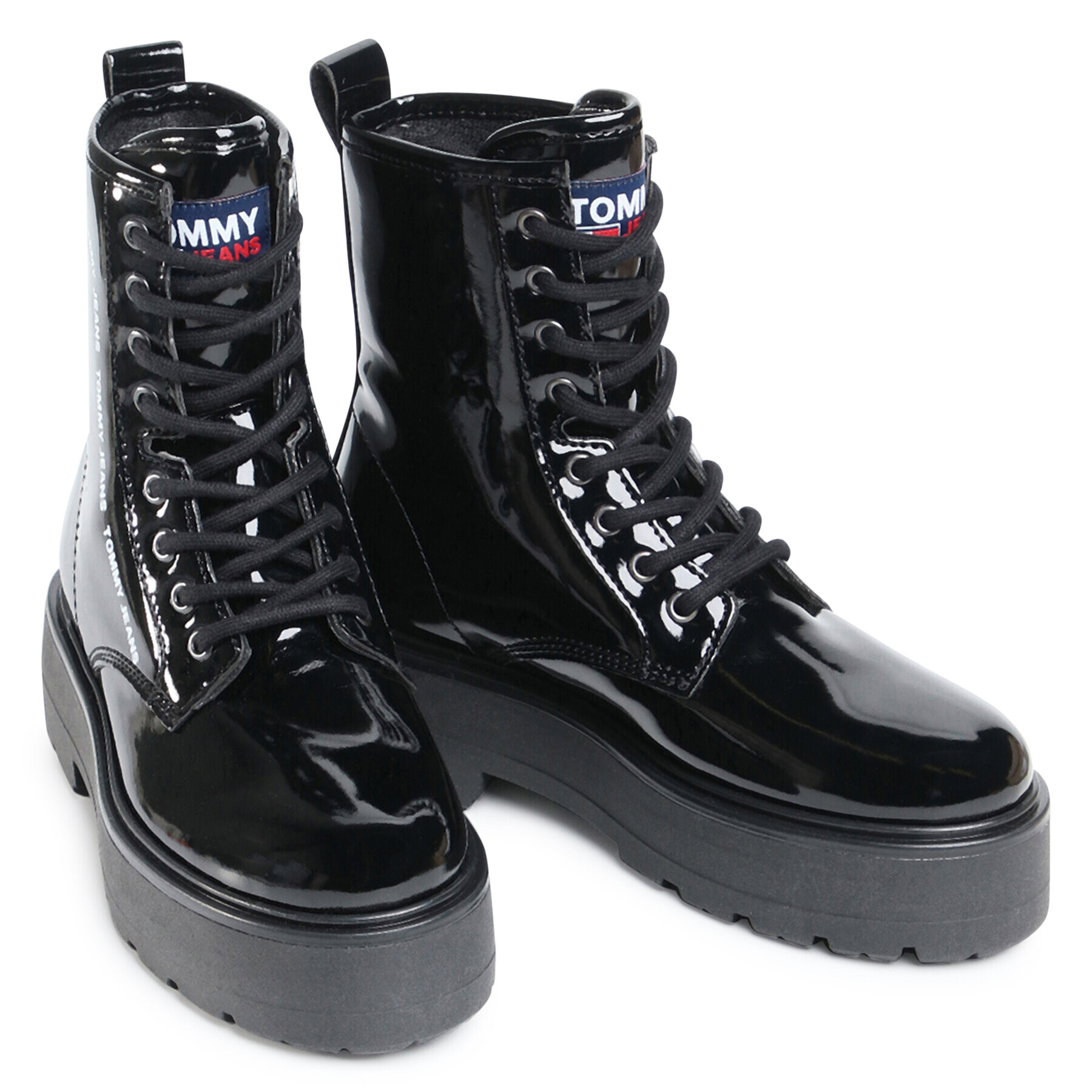 Tommy Jeans Turistická obuv Patent Lace Up Boot EN0EN01151 Černá - Pepit.cz